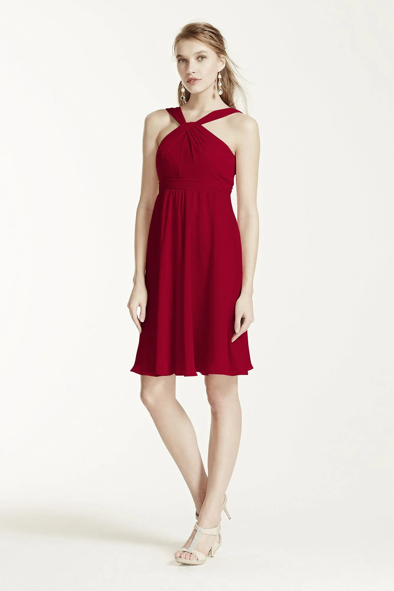 Short Crinkle Chiffon Bridesmaid Dress with Halter - Image 83