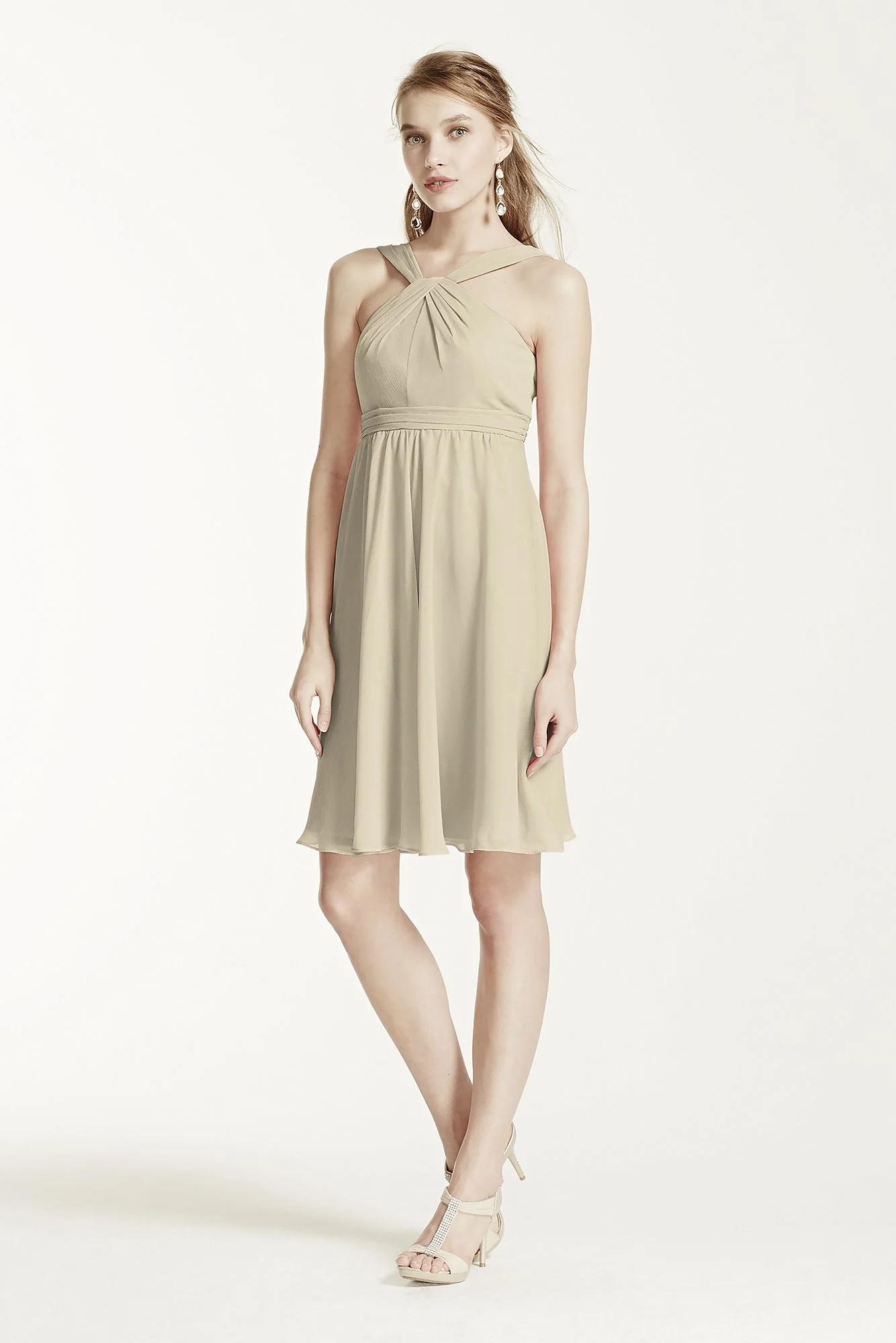Short Crinkle Chiffon Bridesmaid Dress with Halter - Image 89