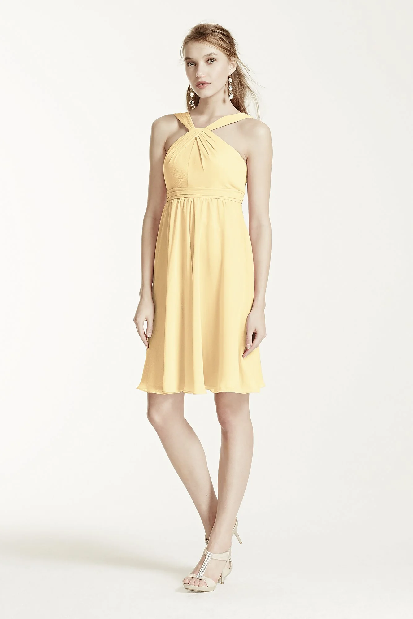 Short Crinkle Chiffon Bridesmaid Dress with Halter - Image 90