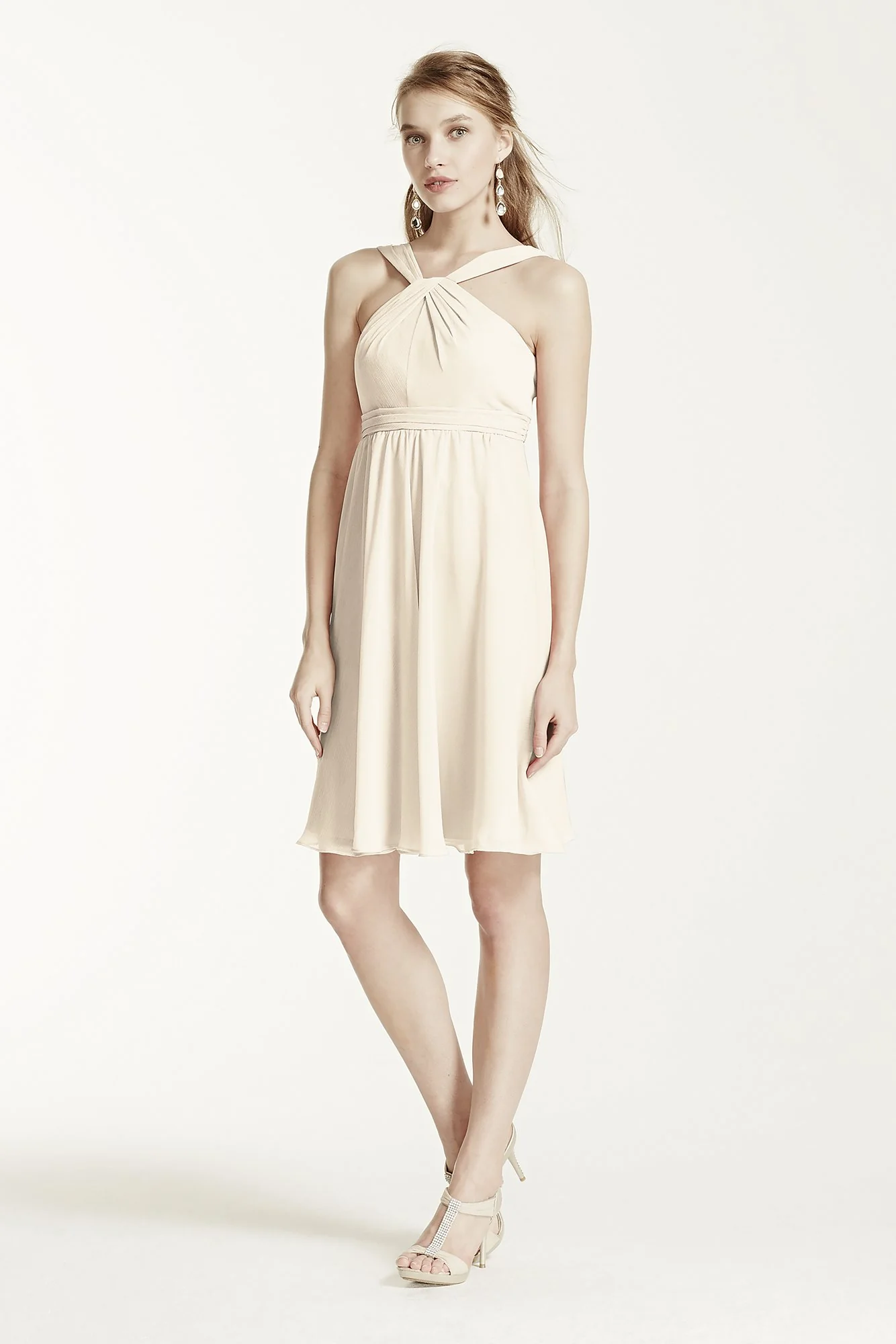 Short Crinkle Chiffon Bridesmaid Dress with Halter - Image 91