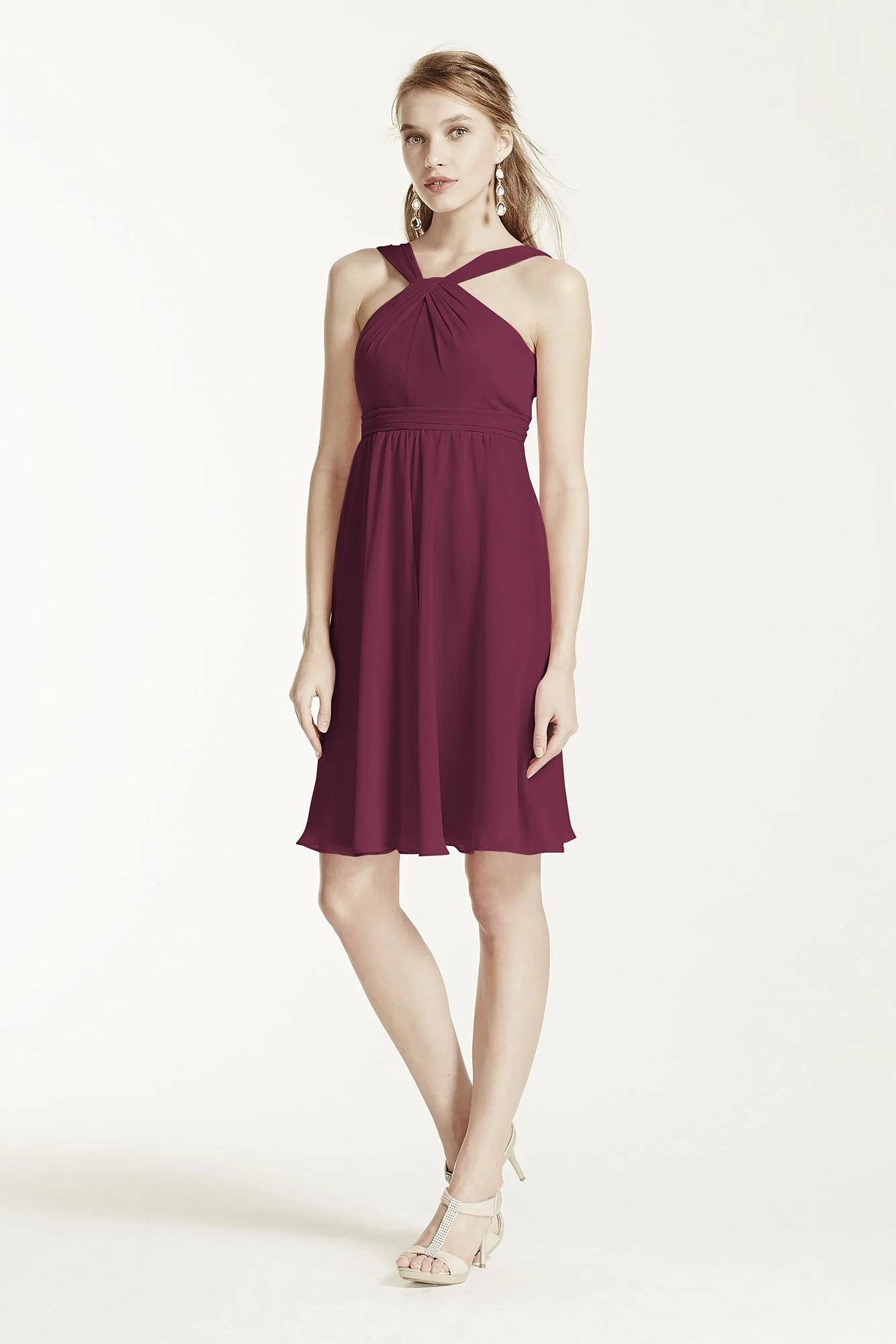 Short Crinkle Chiffon Bridesmaid Dress with Halter - Image 92