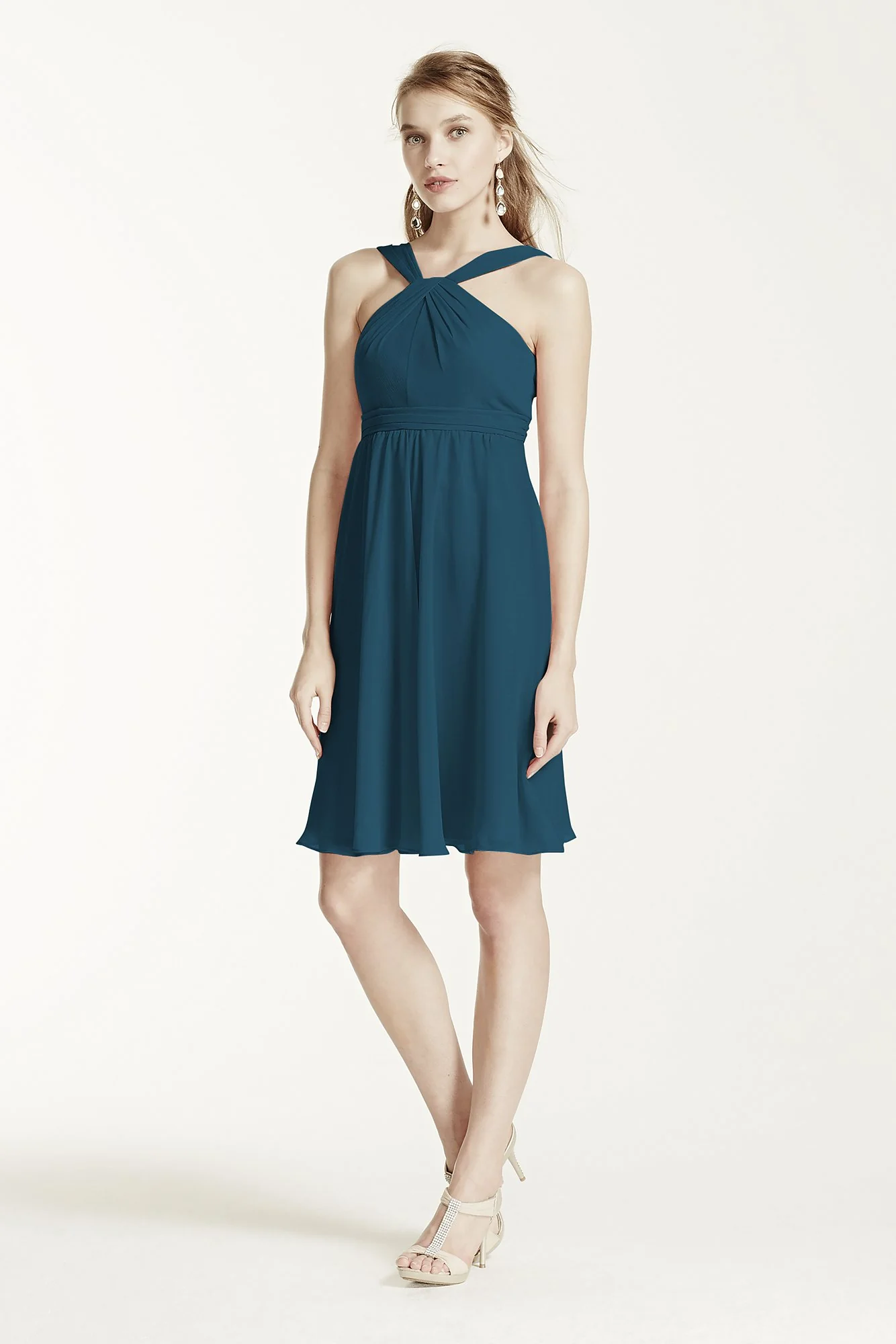 Short Crinkle Chiffon Bridesmaid Dress with Halter - Image 97