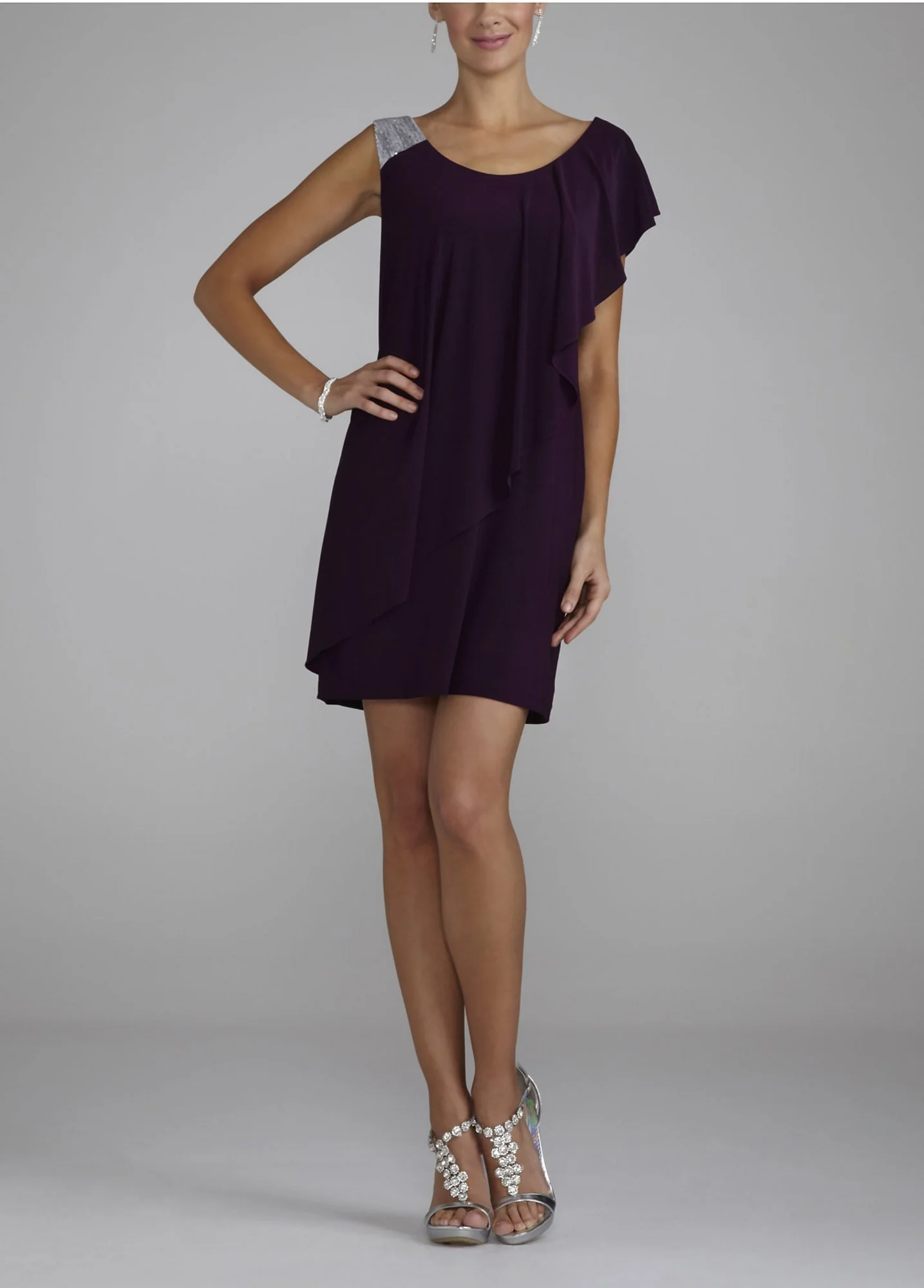 Short Jersey Batwing with Sequin Strap Shoulder
