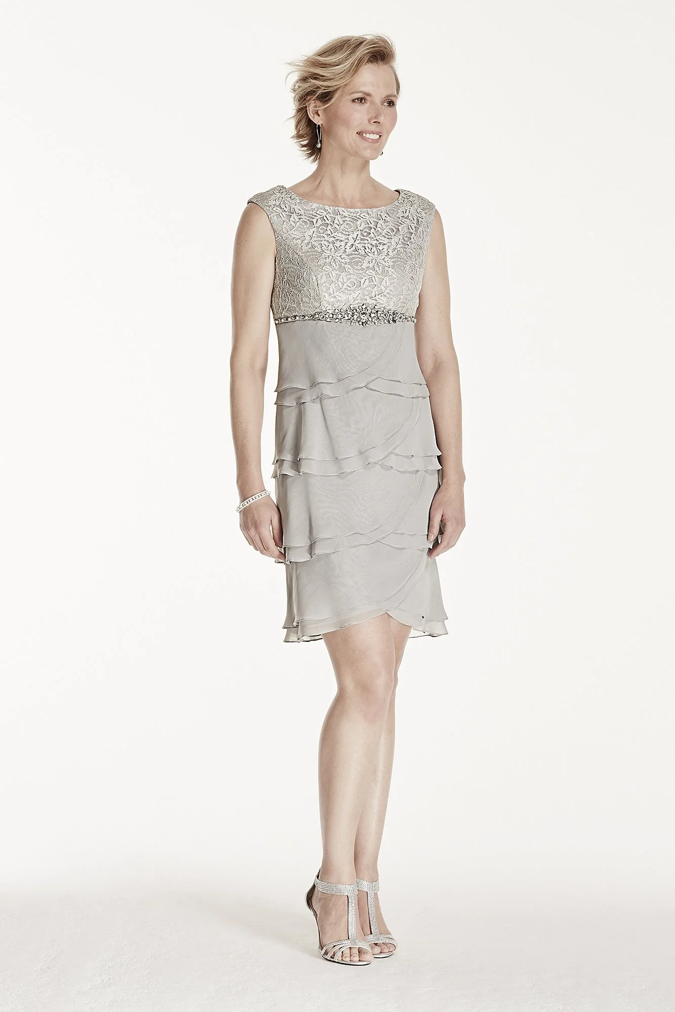 Short Lace and Chiffon Tiered Dress
