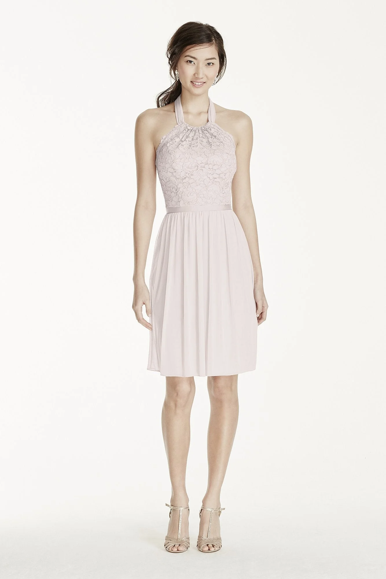 Short Lace Mesh Dress with Halter Neckline - Image 11