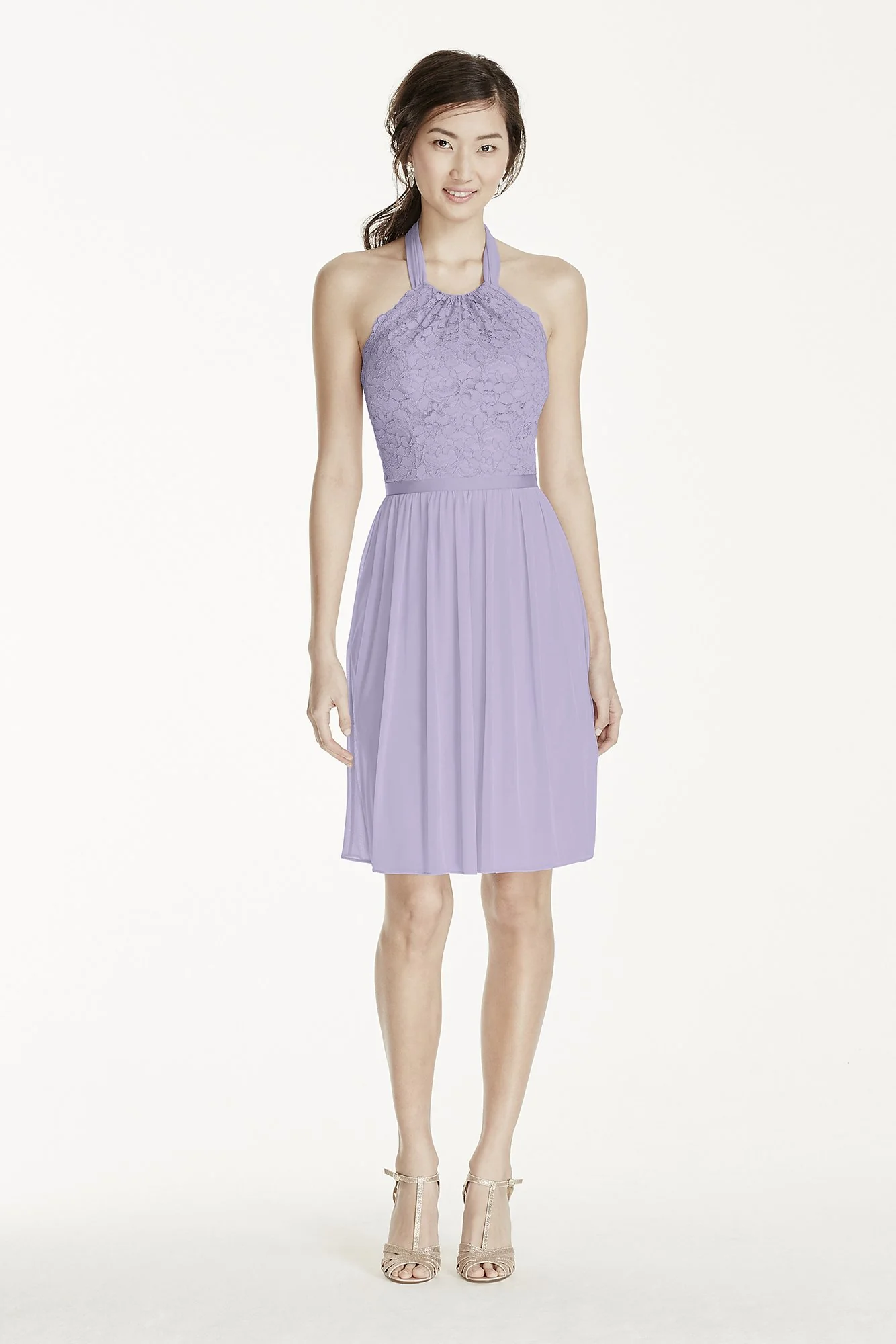 Short Lace Mesh Dress with Halter Neckline - Image 12