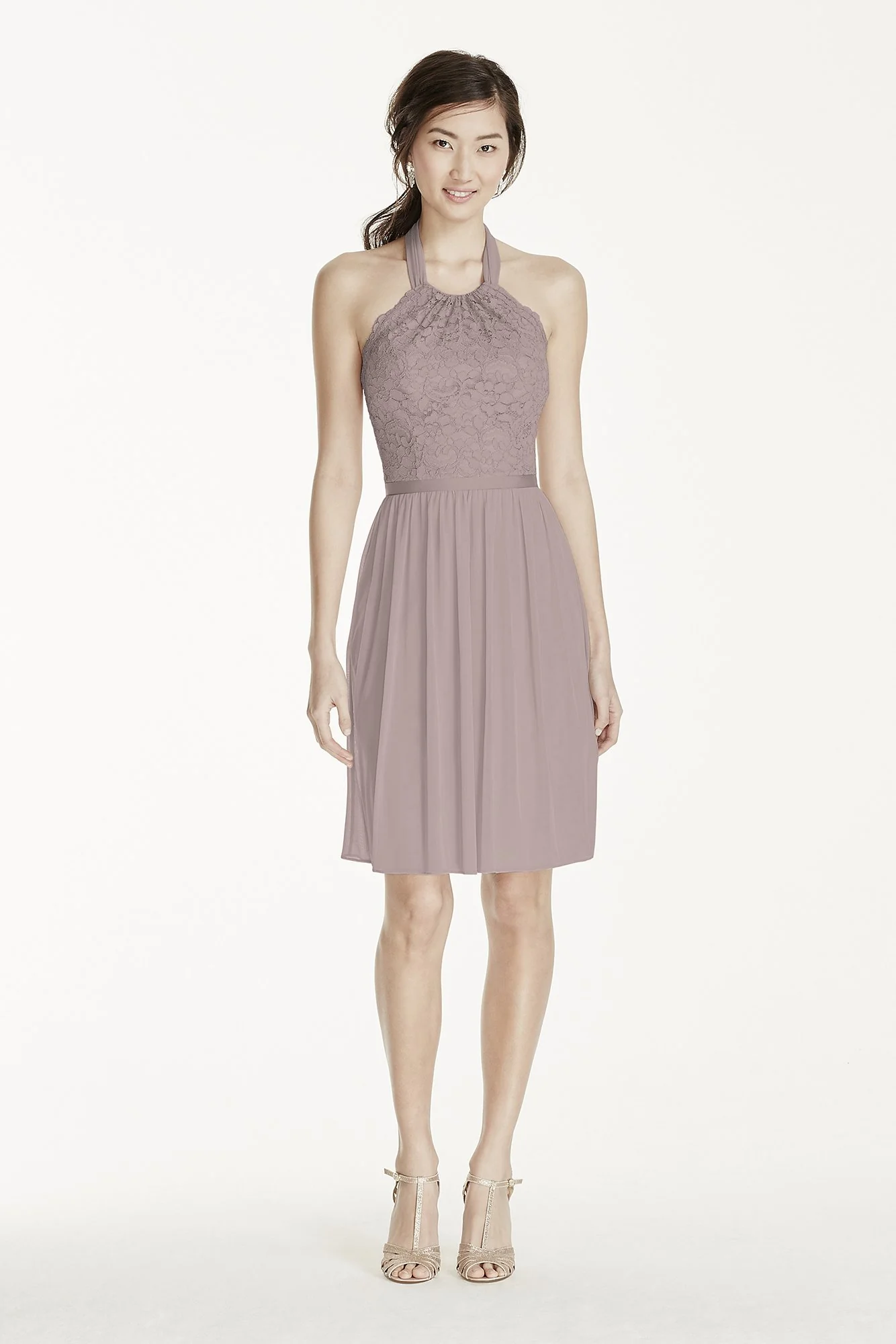 Short Lace Mesh Dress with Halter Neckline - Image 14