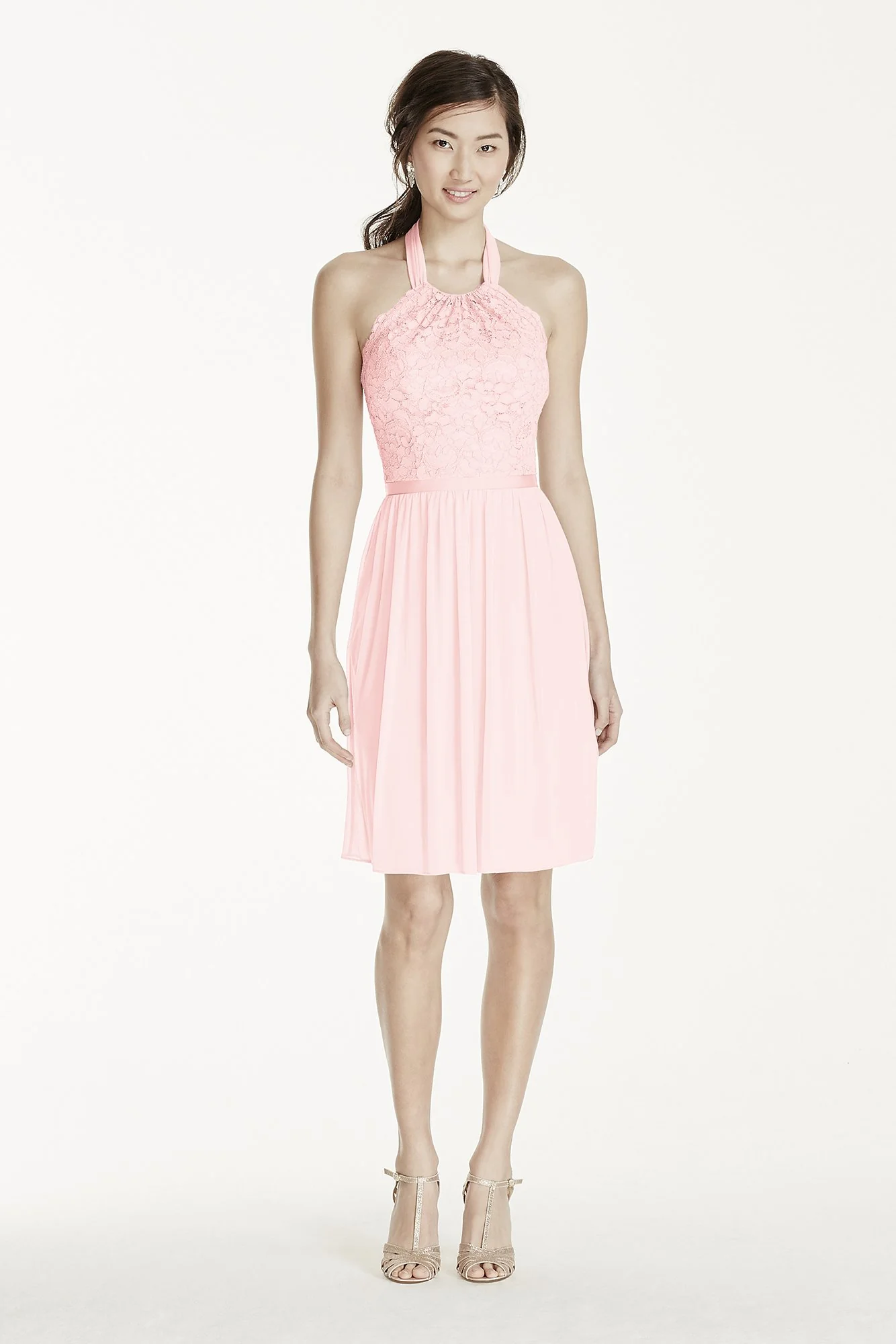 Short Lace Mesh Dress with Halter Neckline - Image 15