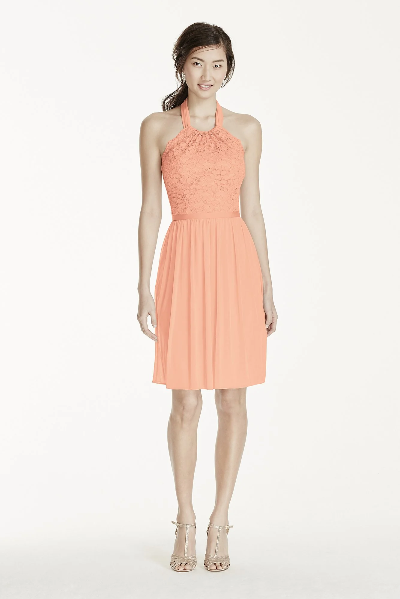 Short Lace Mesh Dress with Halter Neckline - Image 17