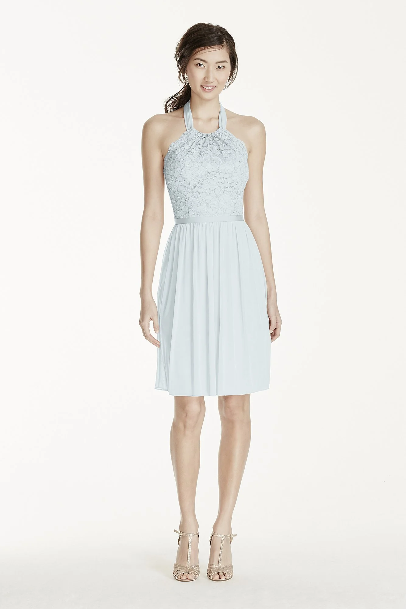 Short Lace Mesh Dress with Halter Neckline - Image 21