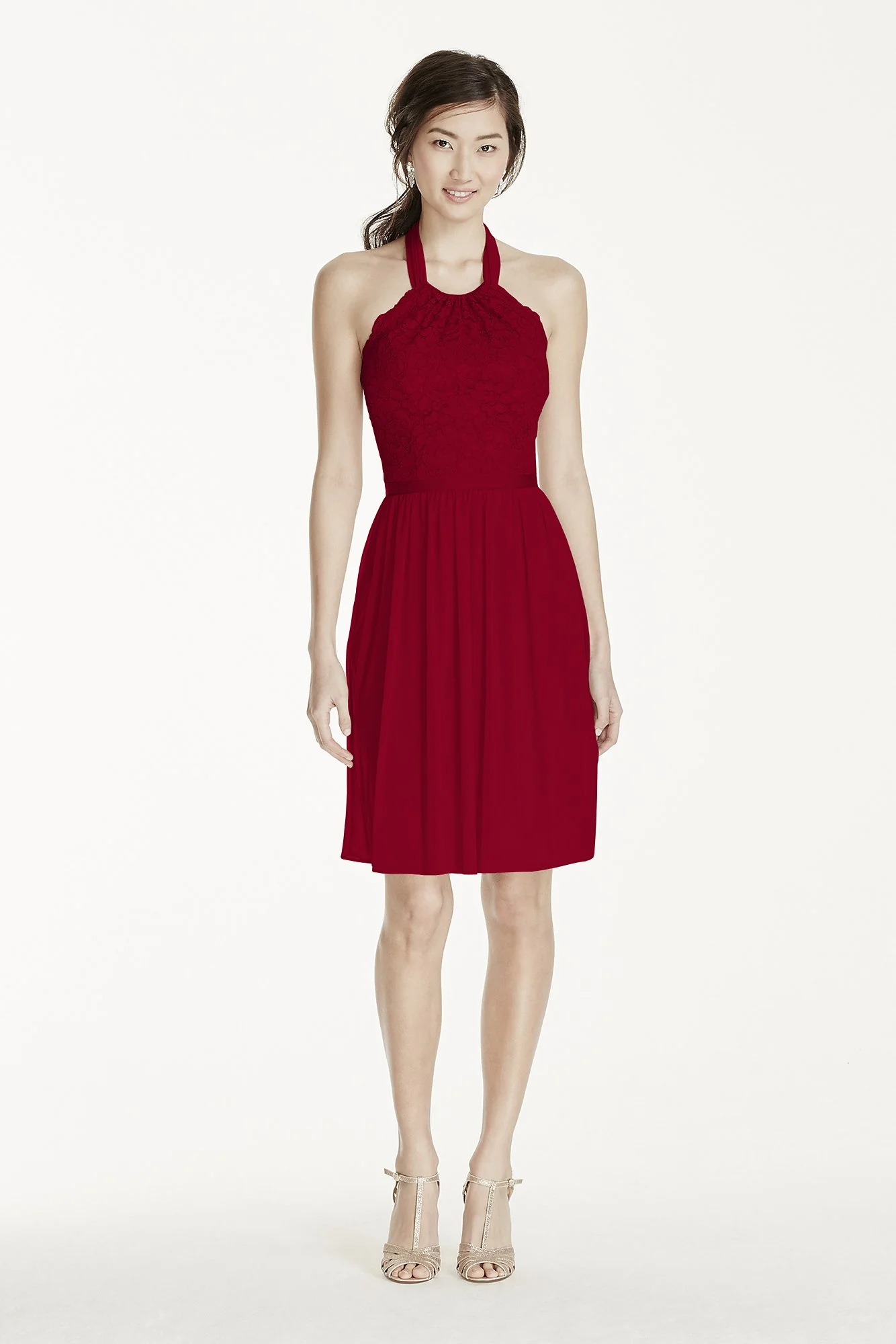 Short Lace Mesh Dress with Halter Neckline - Image 24