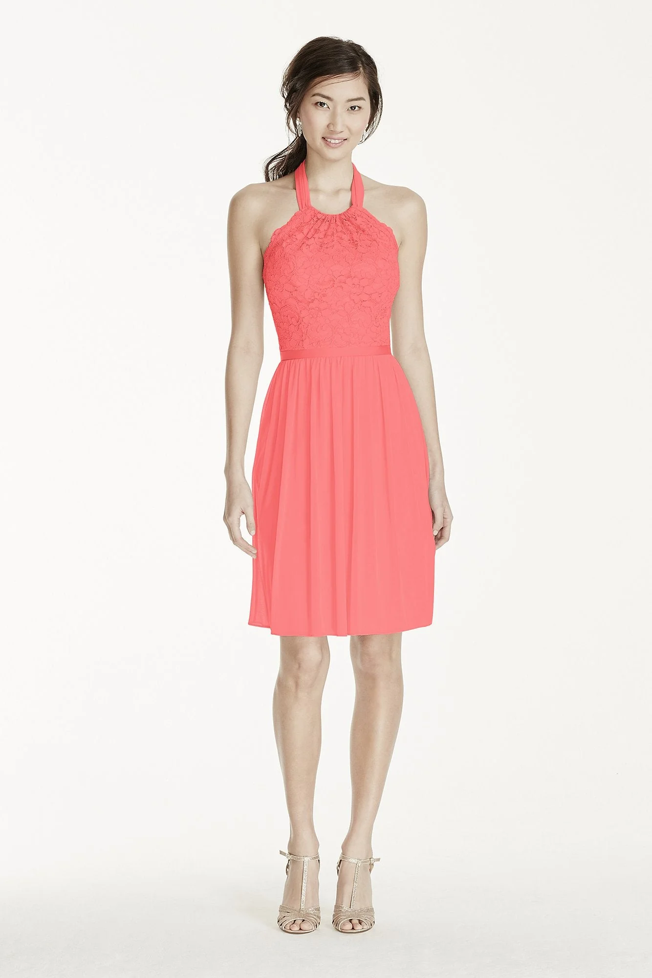 Short Lace Mesh Dress with Halter Neckline - Image 30