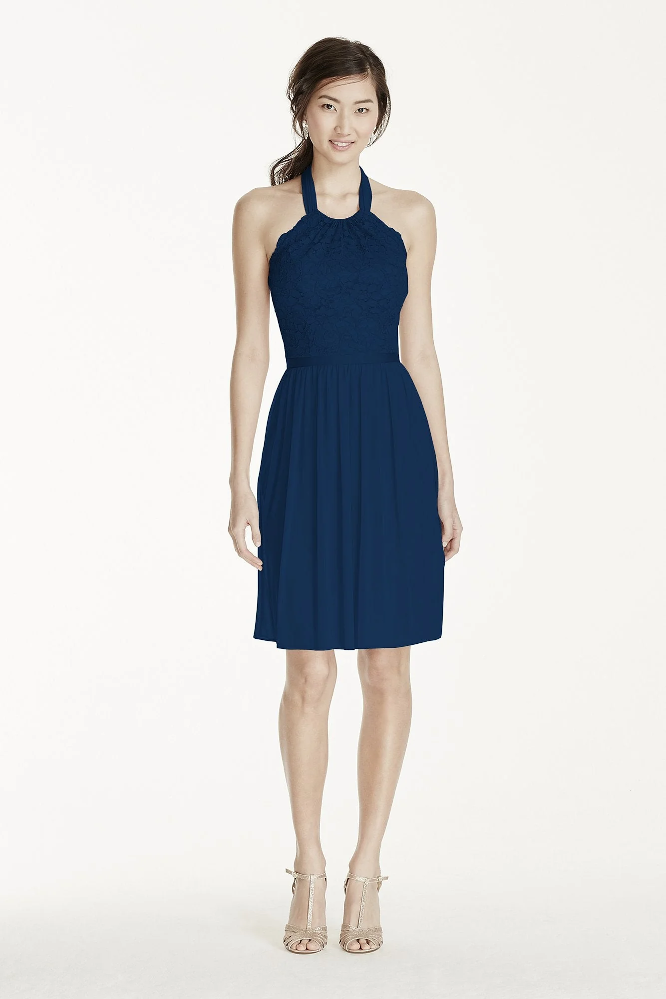 Short Lace Mesh Dress with Halter Neckline - Image 33
