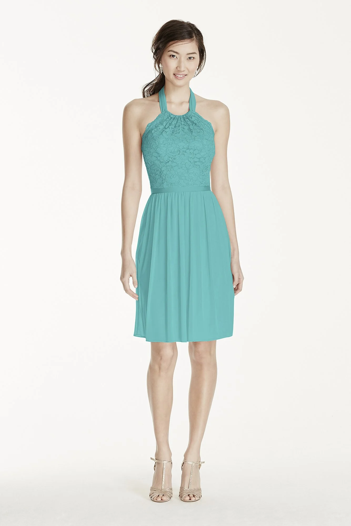 Short Lace Mesh Dress with Halter Neckline - Image 34