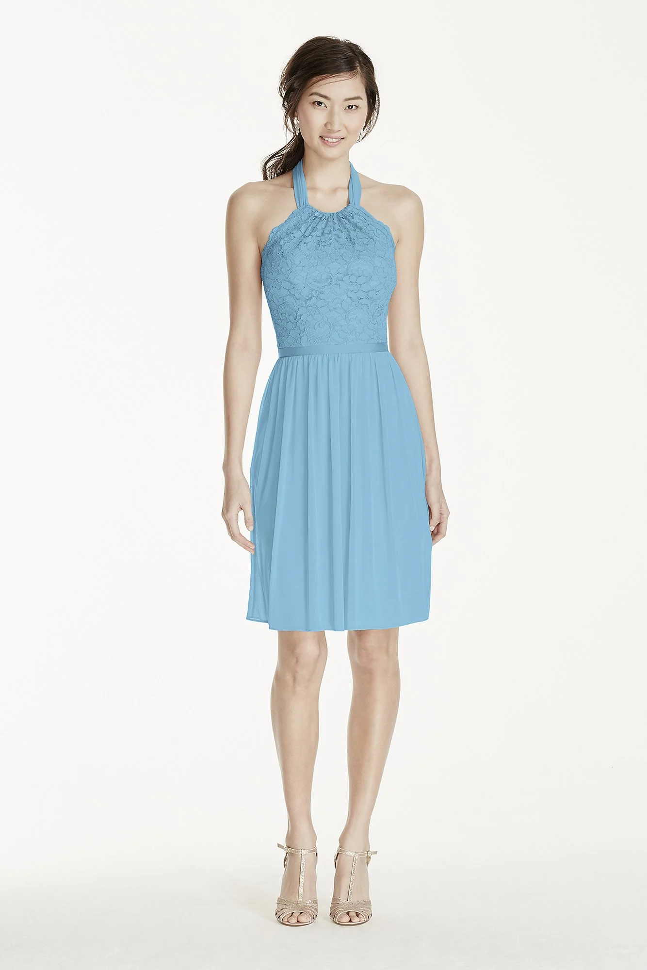 Short Lace Mesh Dress with Halter Neckline - Image 35