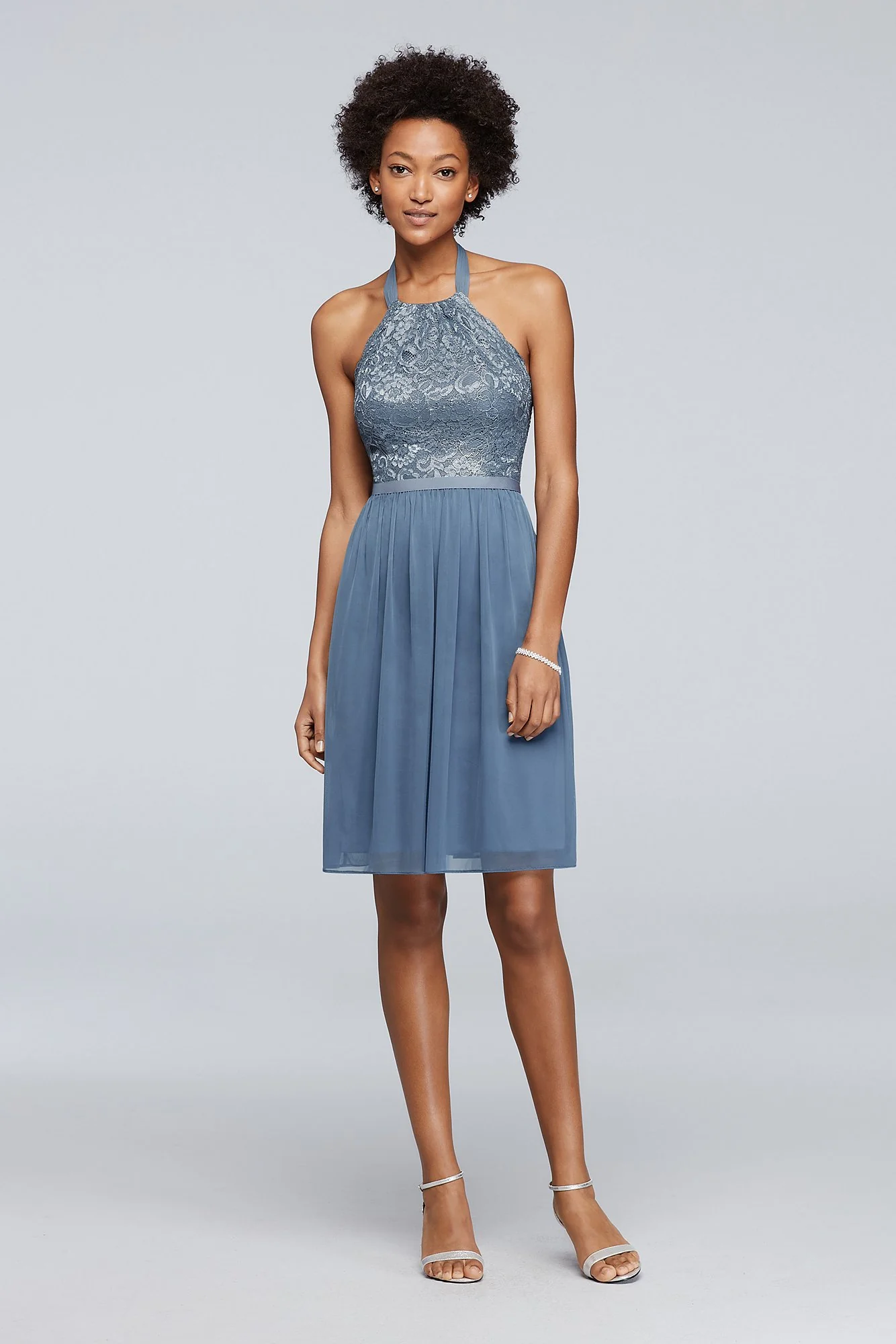 Short Lace Mesh Dress with Halter Neckline - Image 42
