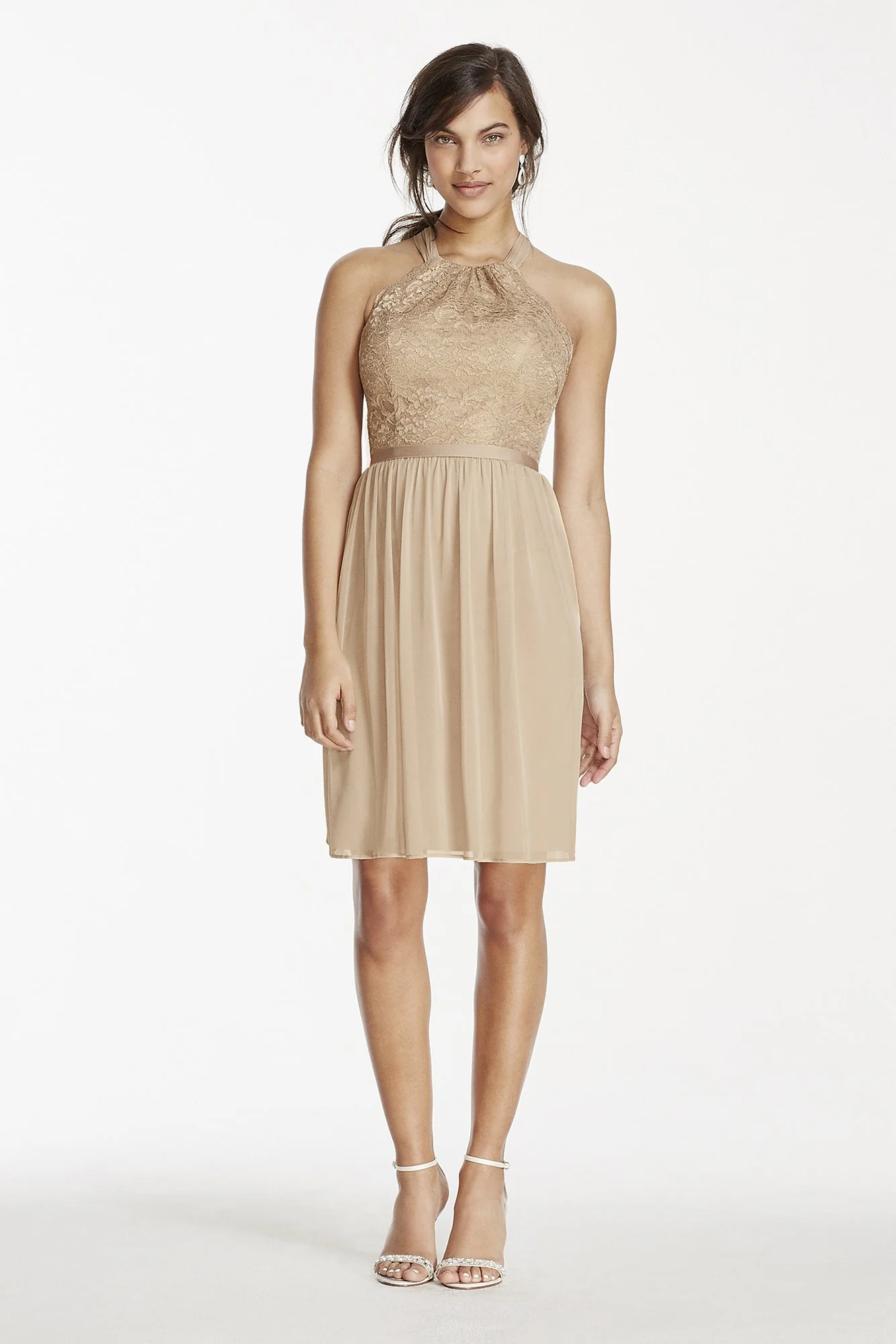 Short Lace Mesh Dress with Halter Neckline - Image 46