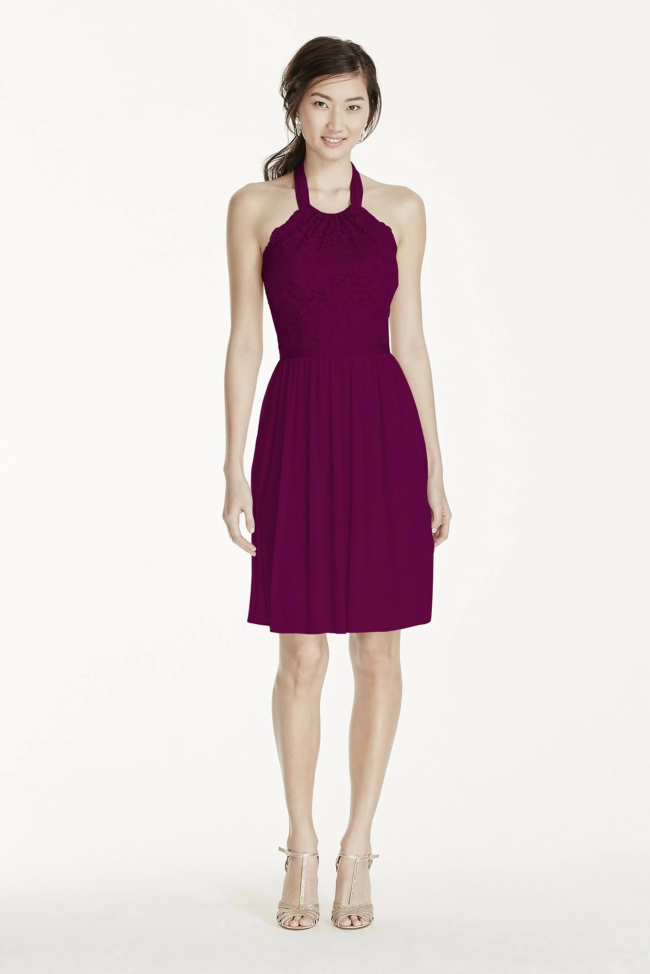 Short Lace Mesh Dress with Halter Neckline - Image 47