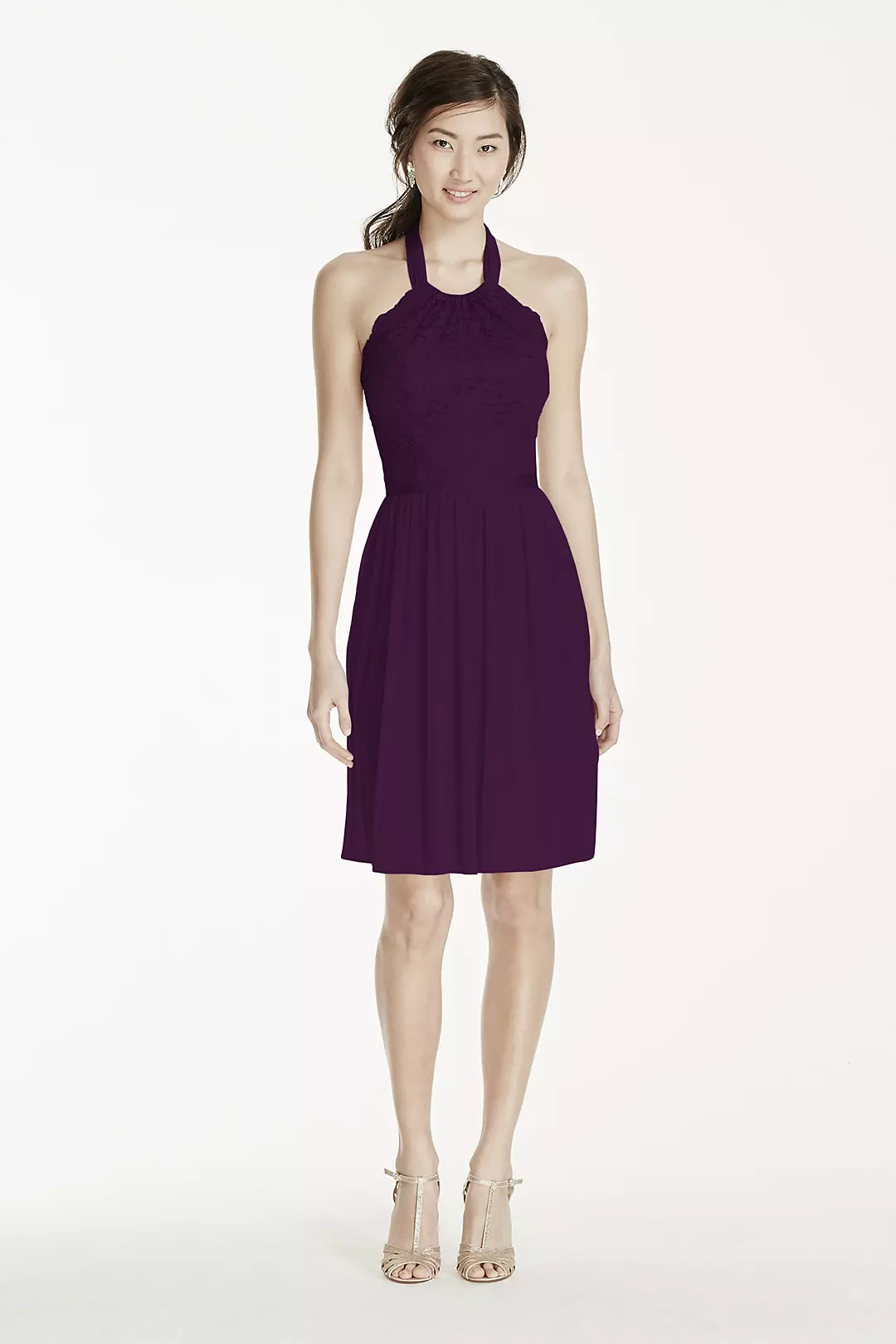Short Lace Mesh Dress with Halter Neckline - Image 49