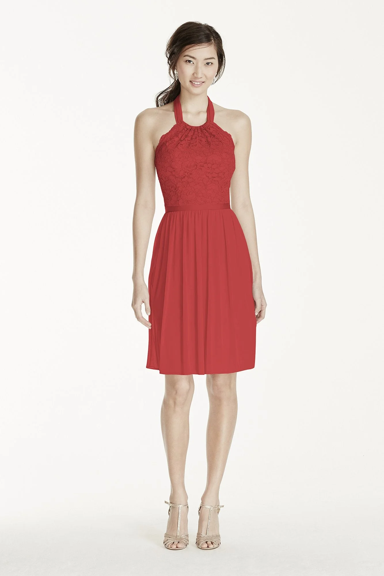 Short Lace Mesh Dress with Halter Neckline - Image 5