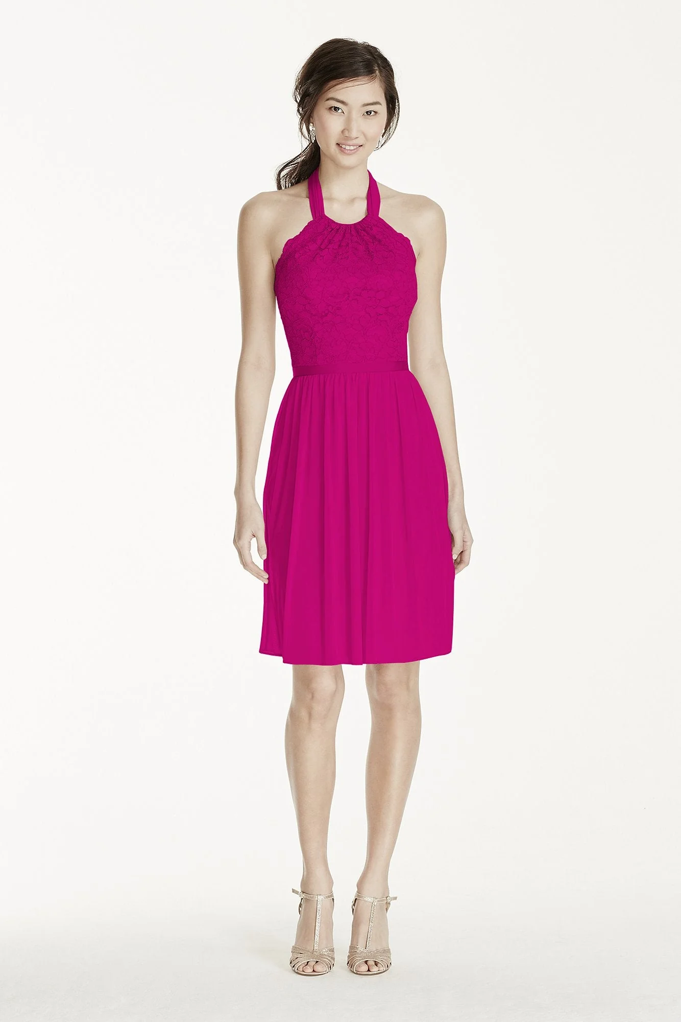 Short Lace Mesh Dress with Halter Neckline - Image 52