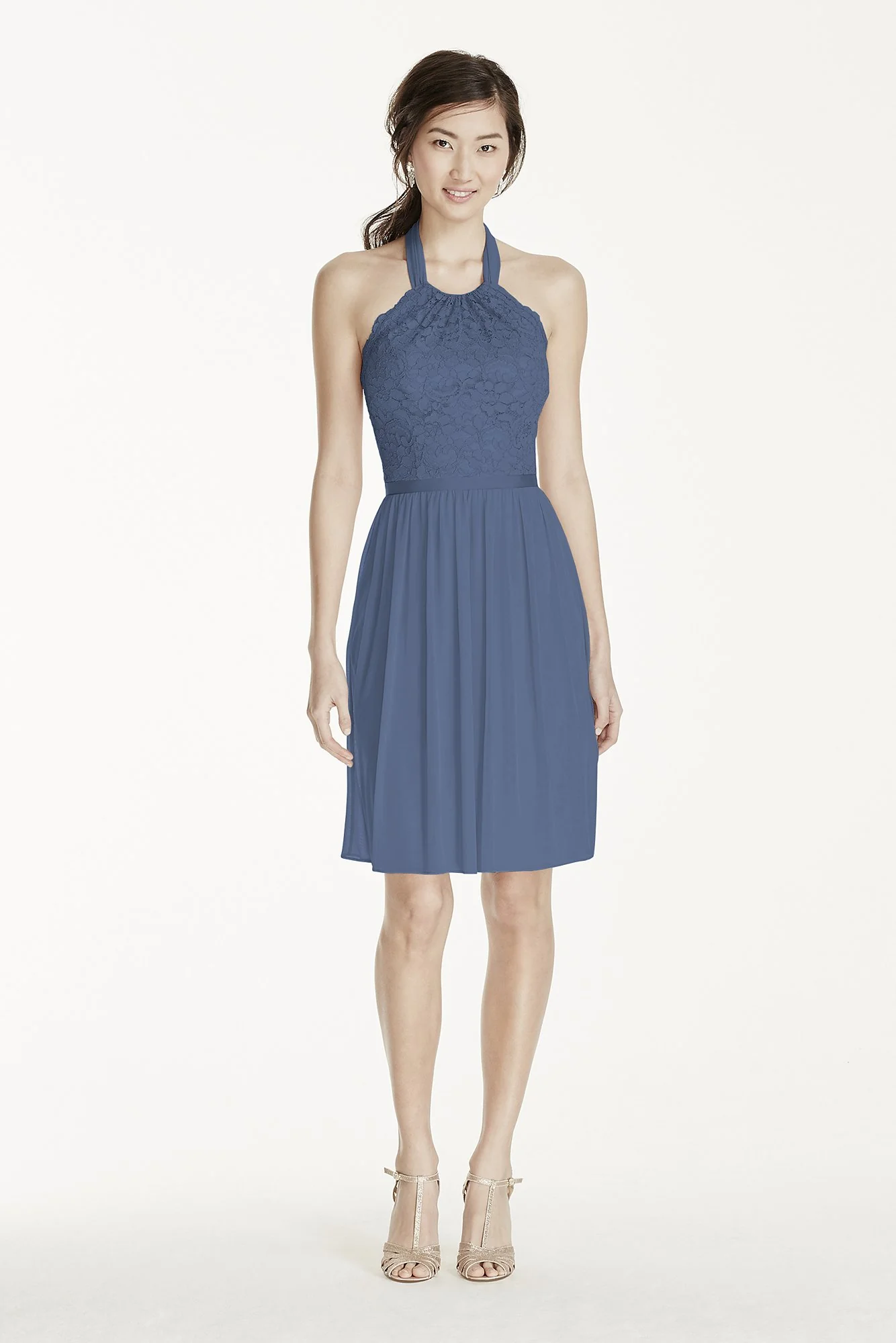 Short Lace Mesh Dress with Halter Neckline - Image 54