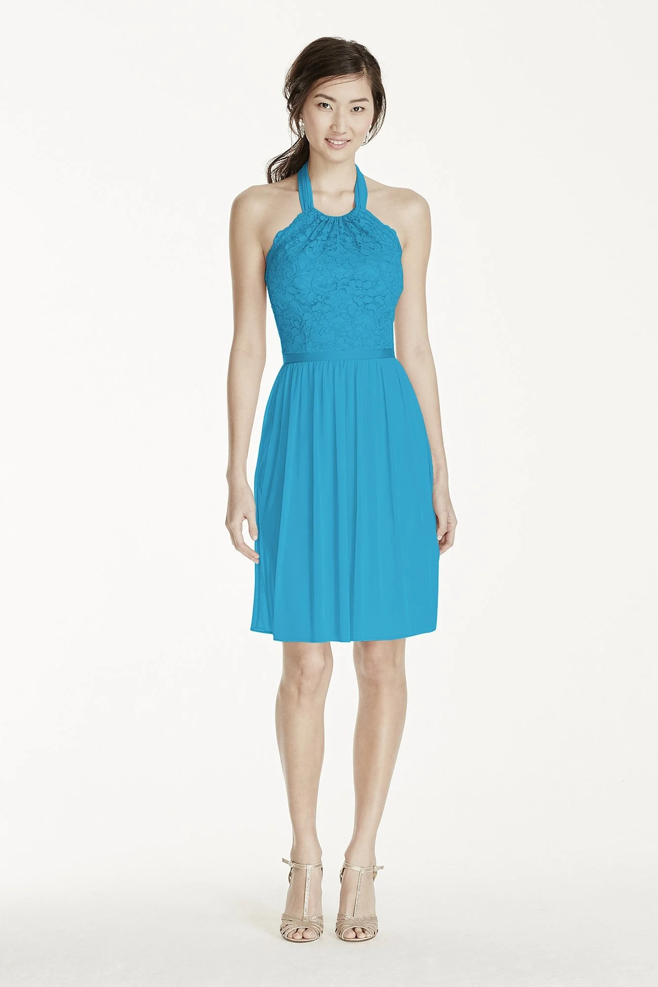 Short Lace Mesh Dress with Halter Neckline - Image 56