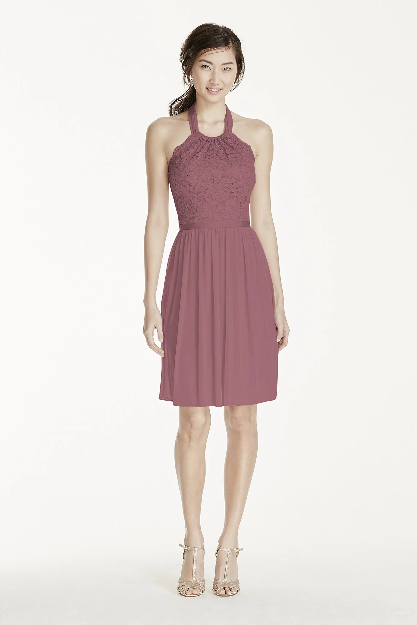 Short Lace Mesh Dress with Halter Neckline - Image 57