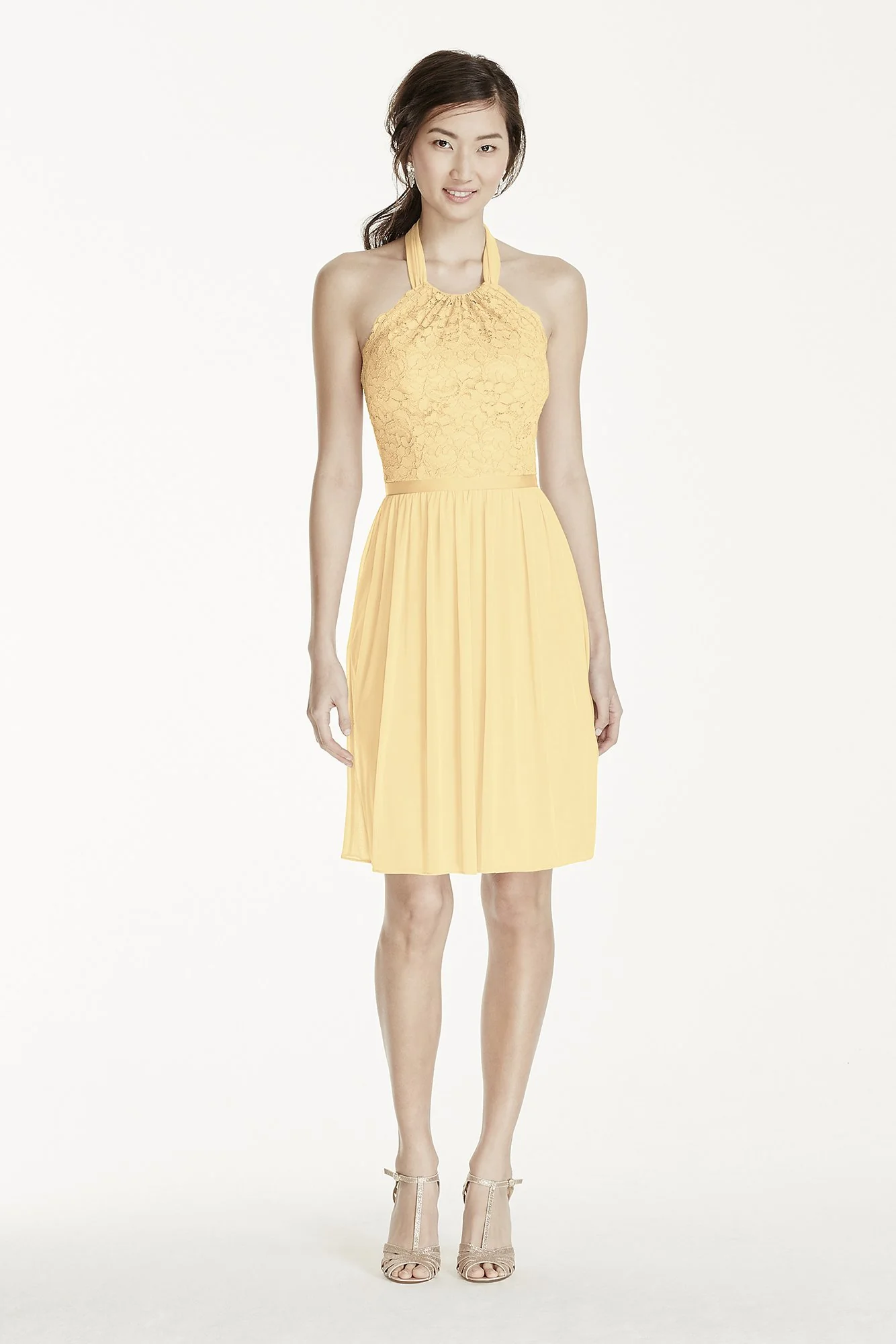 Short Lace Mesh Dress with Halter Neckline - Image 60