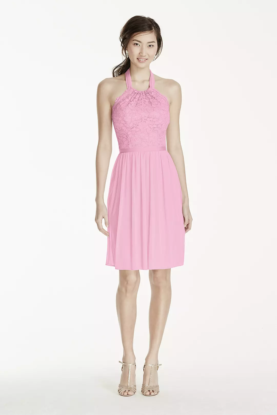 Short Lace Mesh Dress with Halter Neckline - Image 61