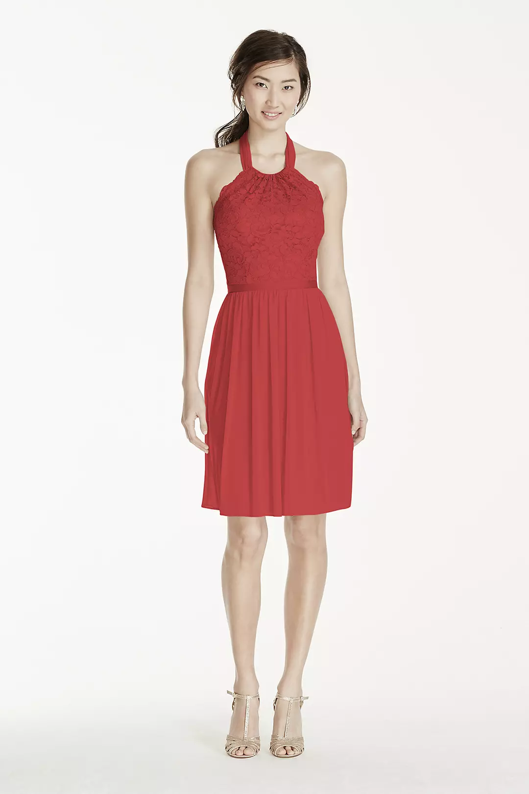 Short Lace Mesh Dress with Halter Neckline - Image 62