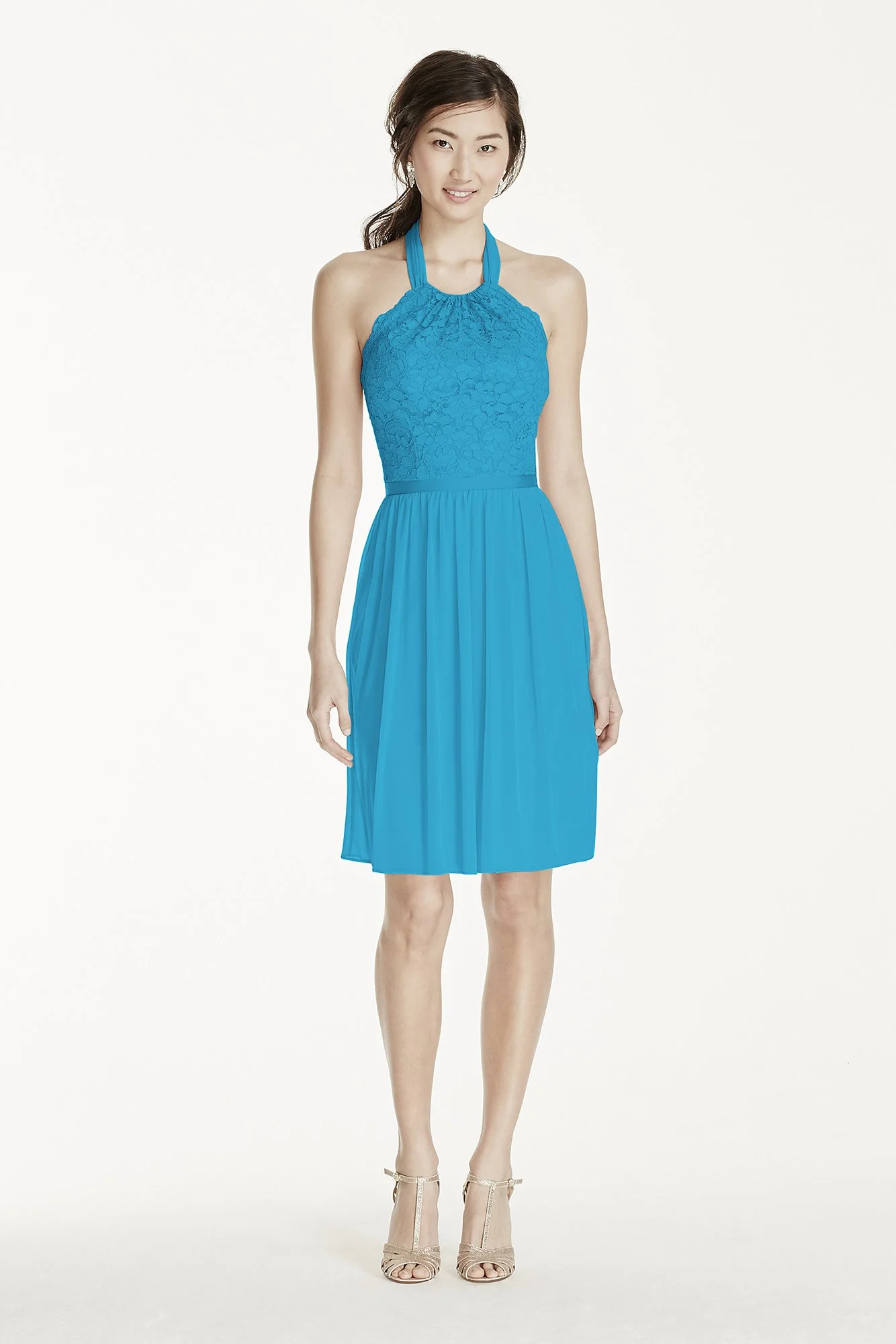 Short Lace Mesh Dress with Halter Neckline - Image 67