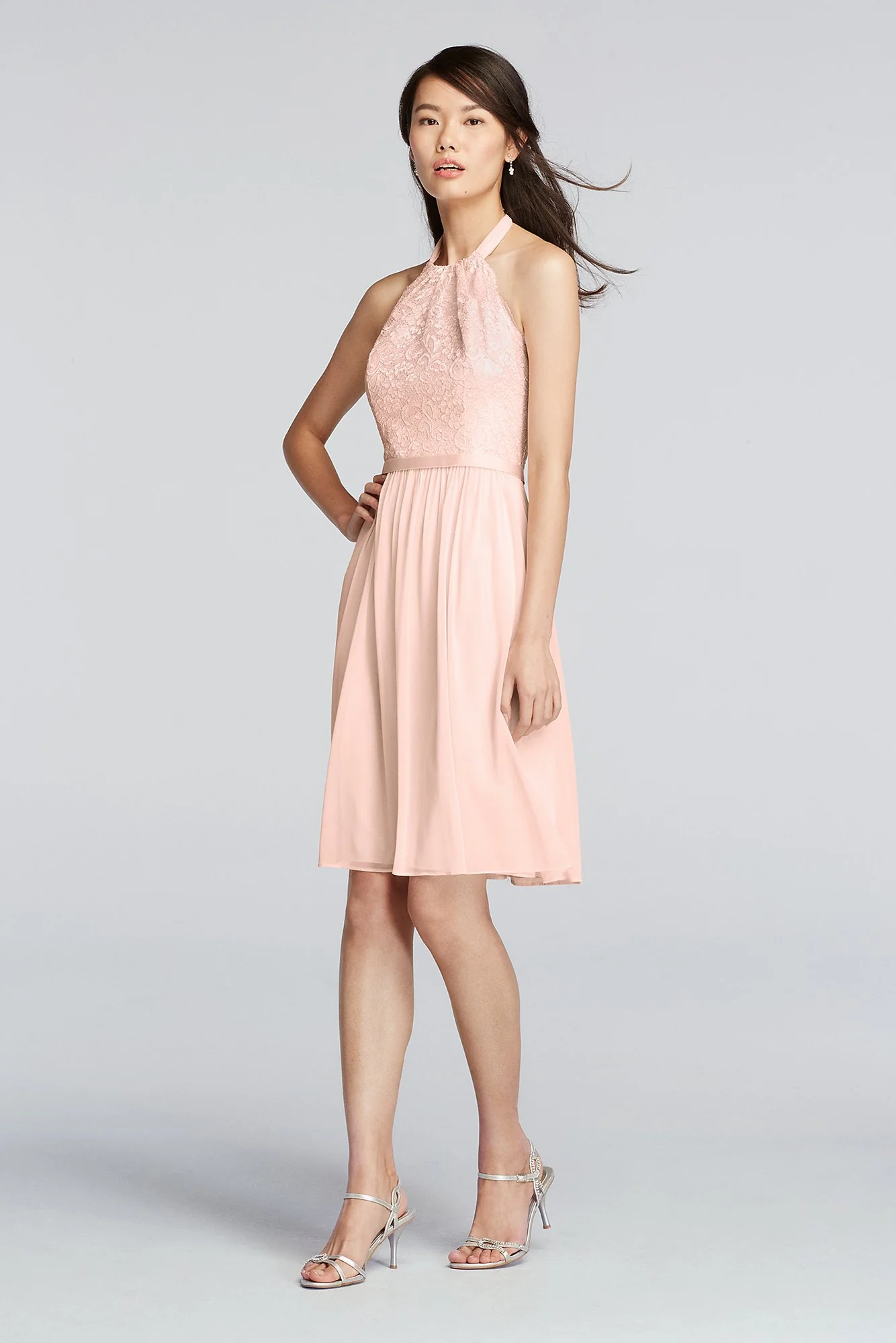 Short Lace Mesh Dress with Halter Neckline - Image 68