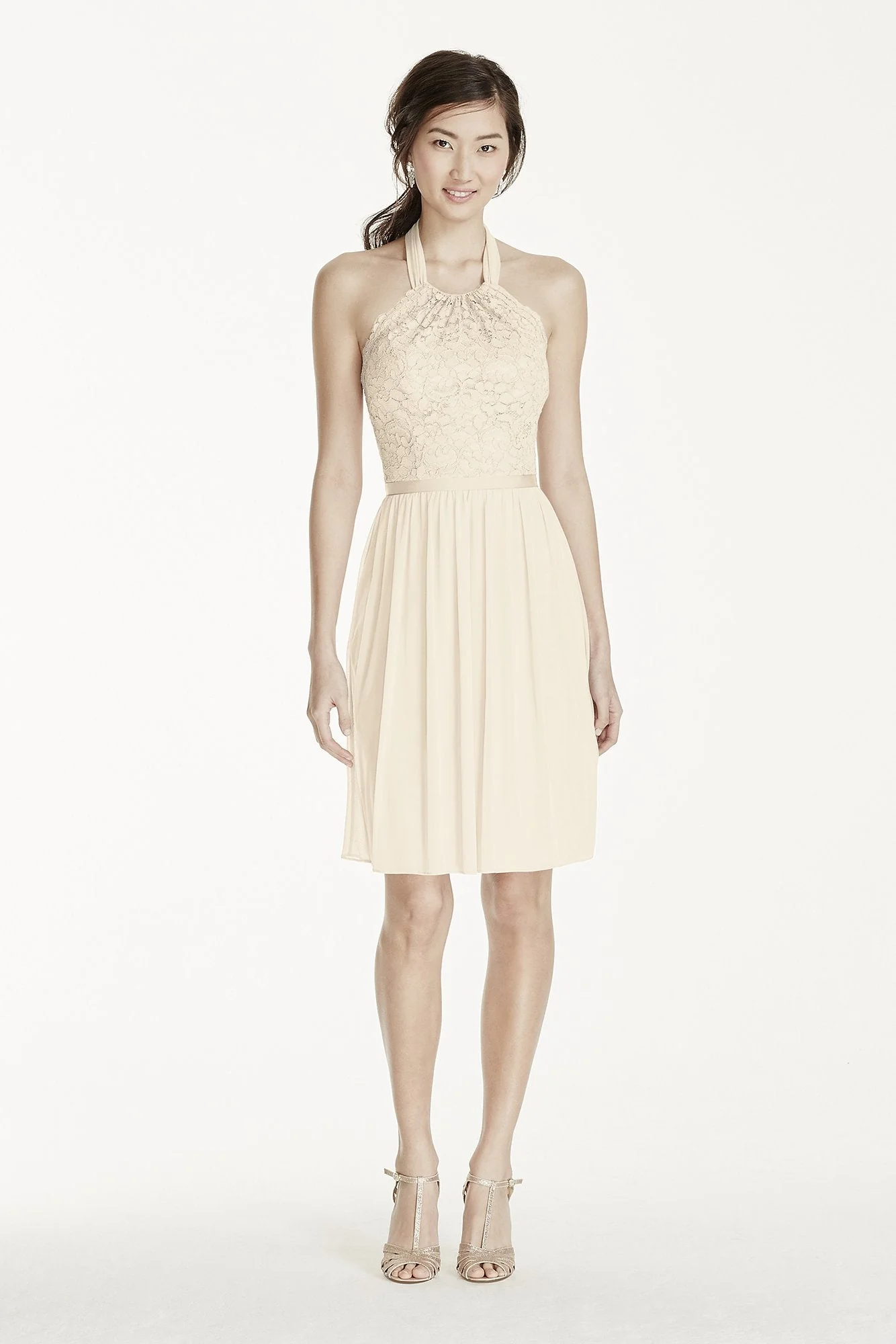 Short Lace Mesh Dress with Halter Neckline - Image 69