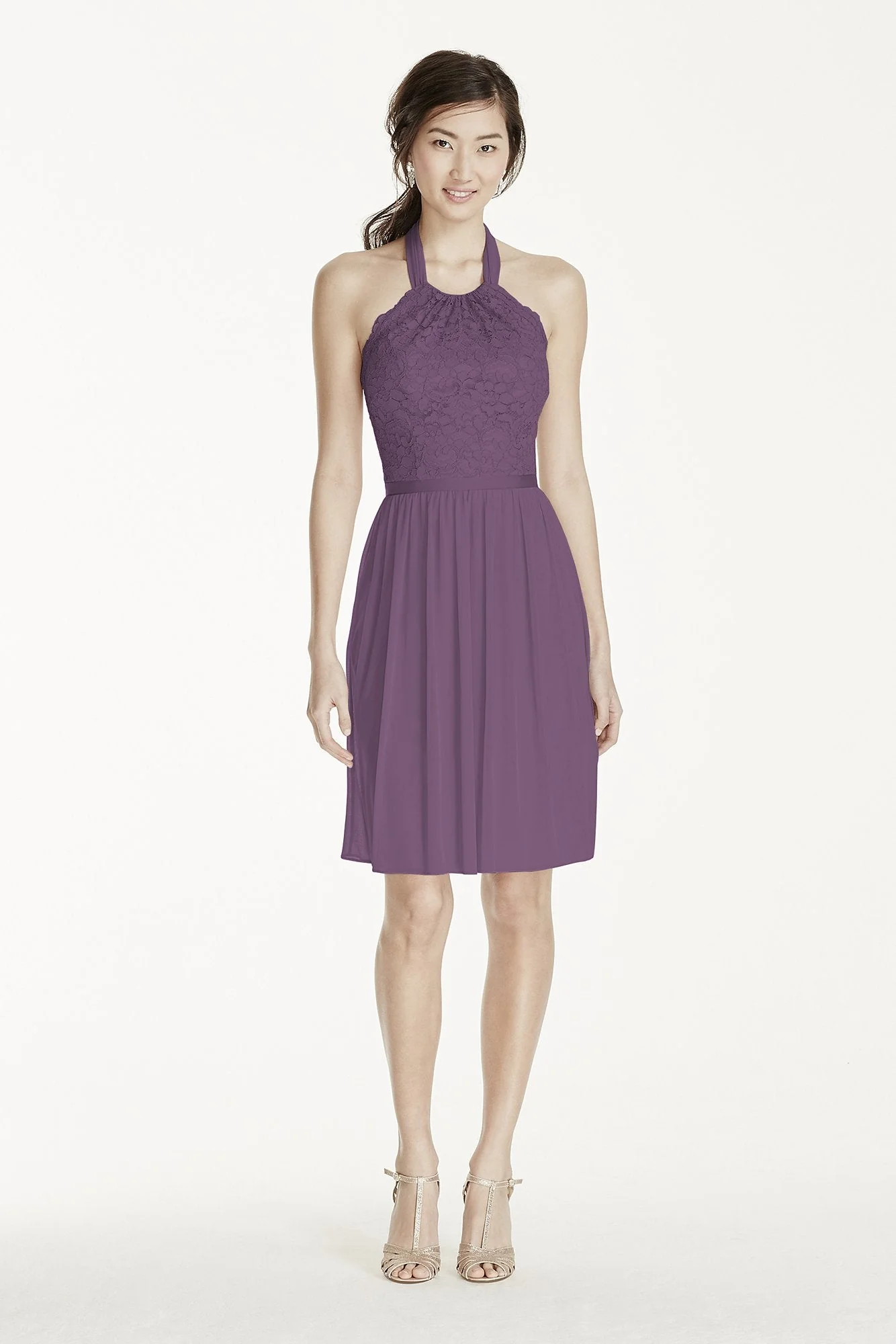 Short Lace Mesh Dress with Halter Neckline - Image 70