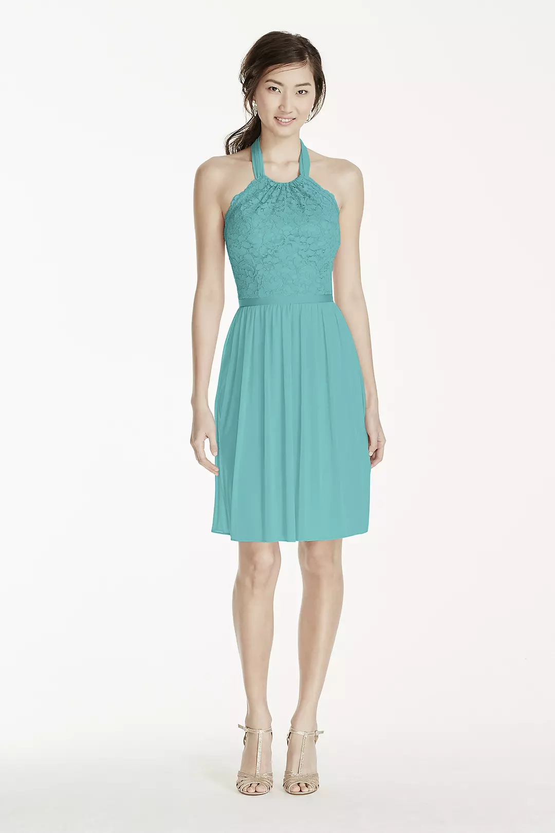 Short Lace Mesh Dress with Halter Neckline - Image 71
