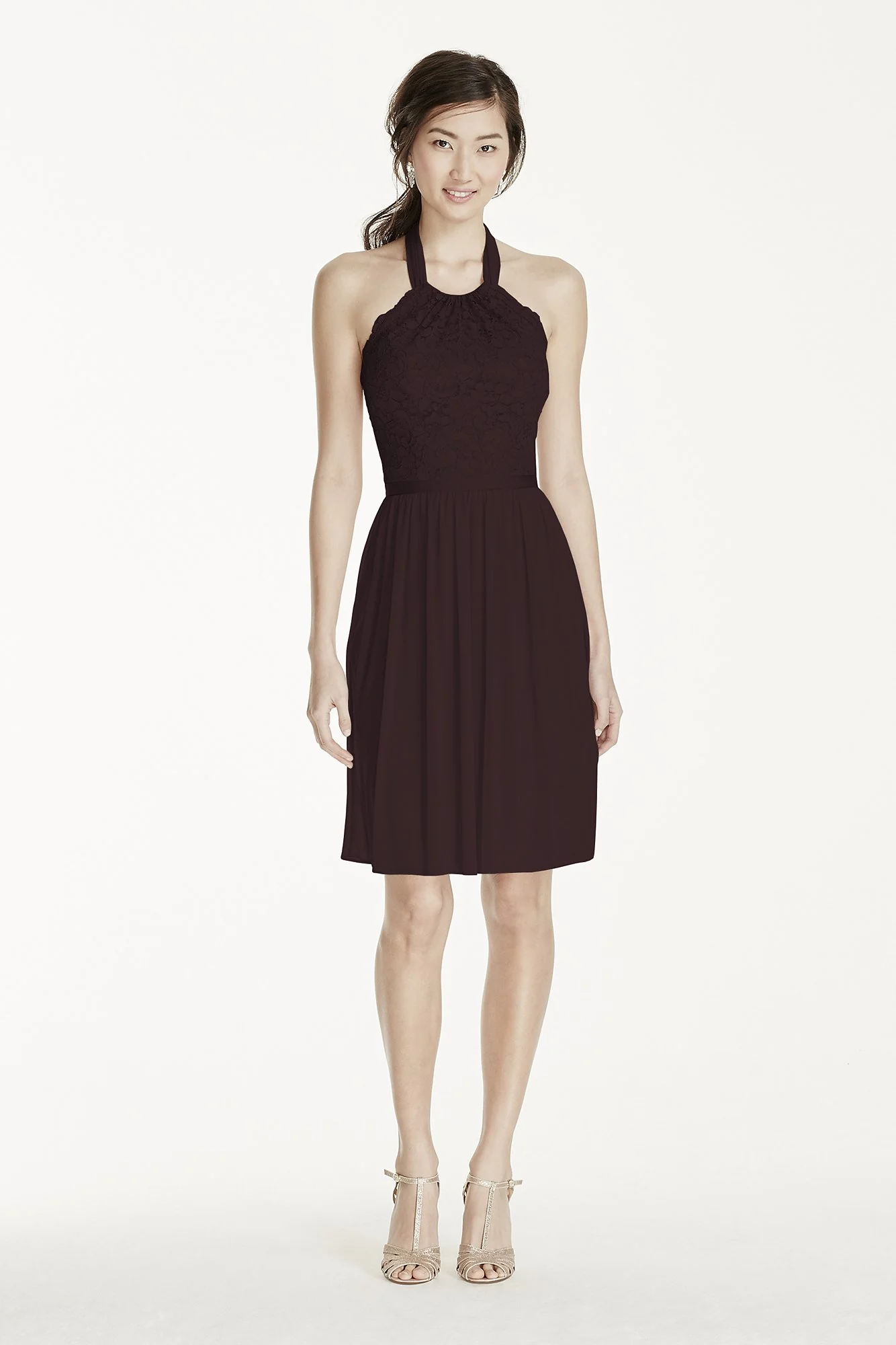 Short Lace Mesh Dress with Halter Neckline - Image 74