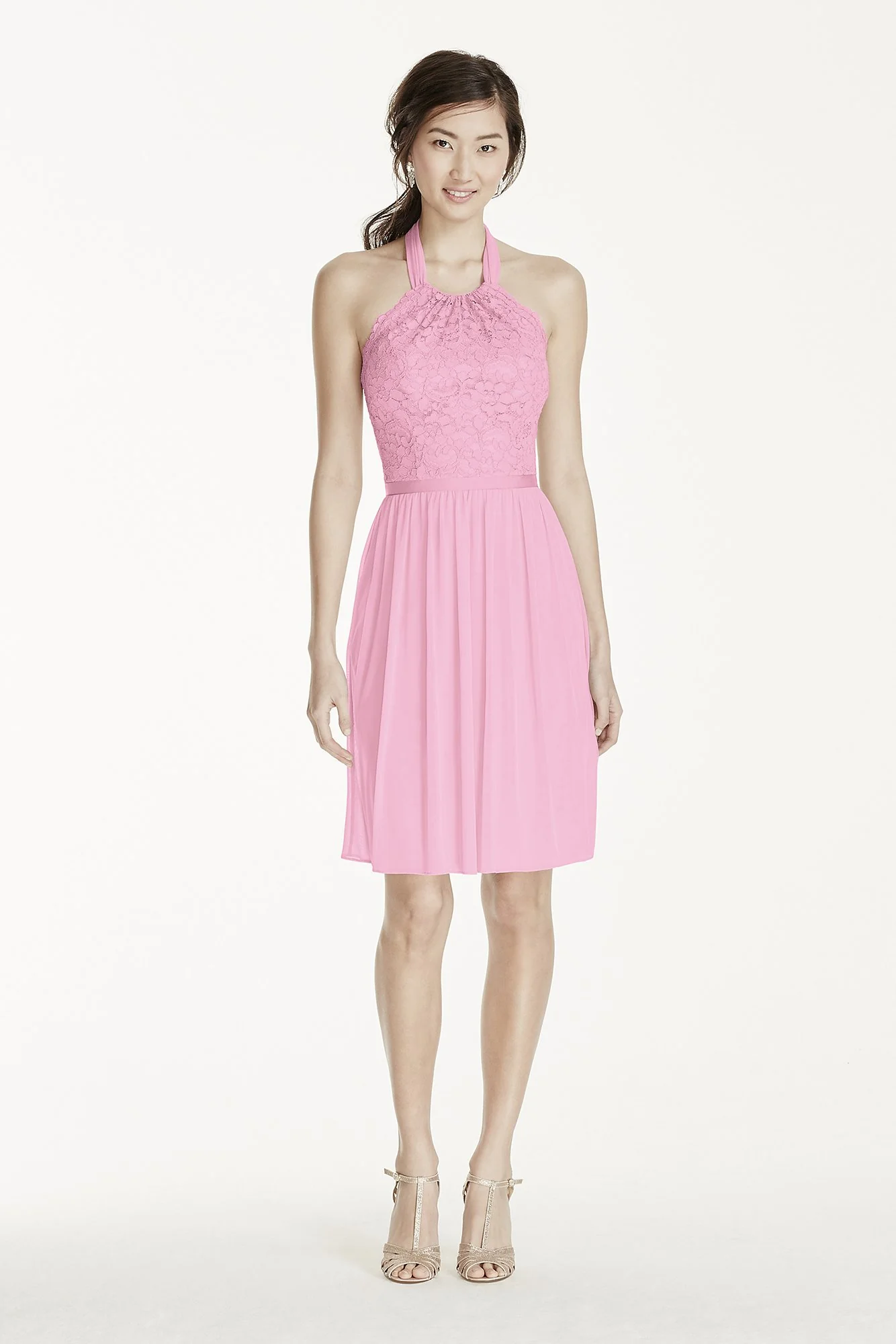 Short Lace Mesh Dress with Halter Neckline - Image 76