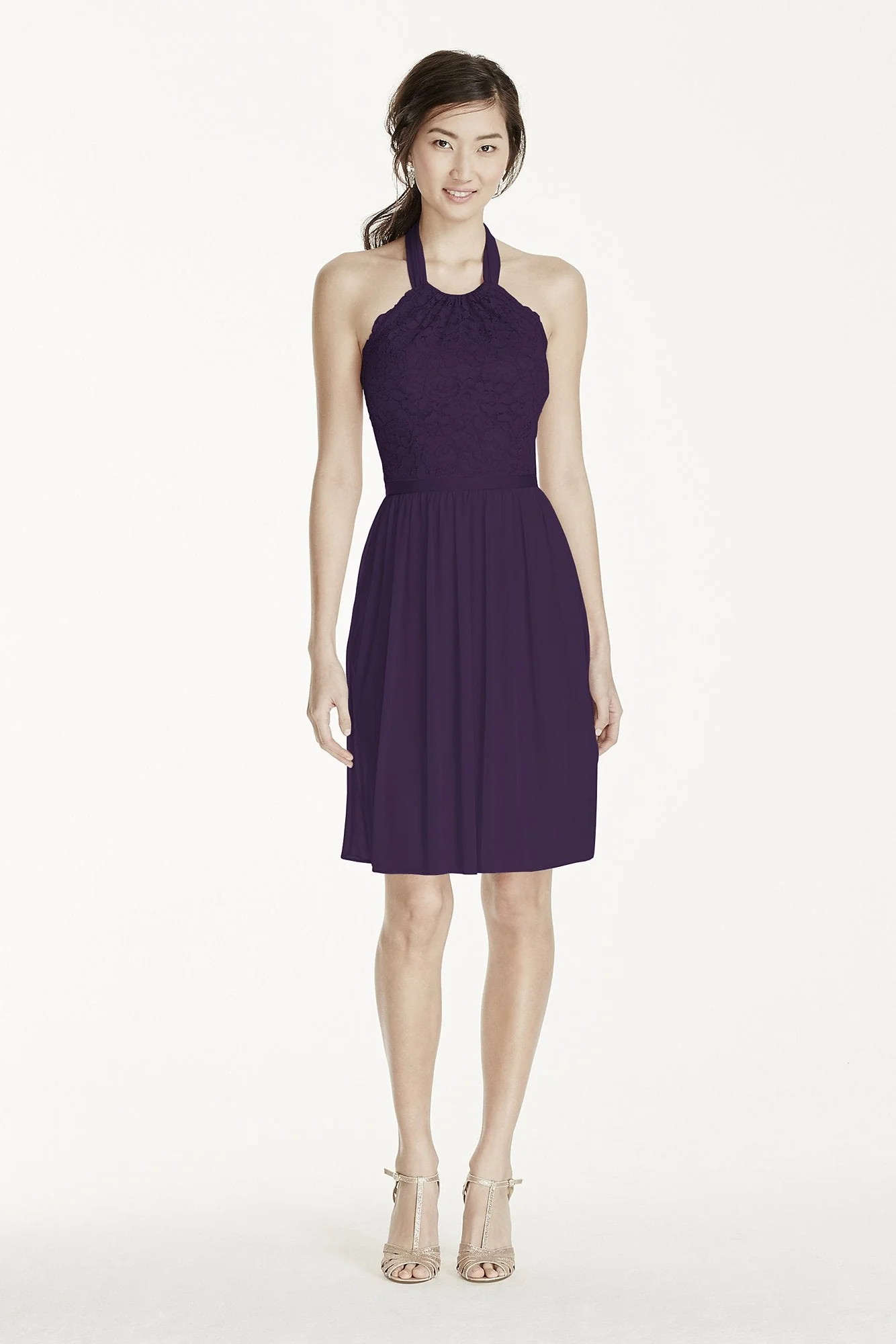 Short Lace Mesh Dress with Halter Neckline - Image 80