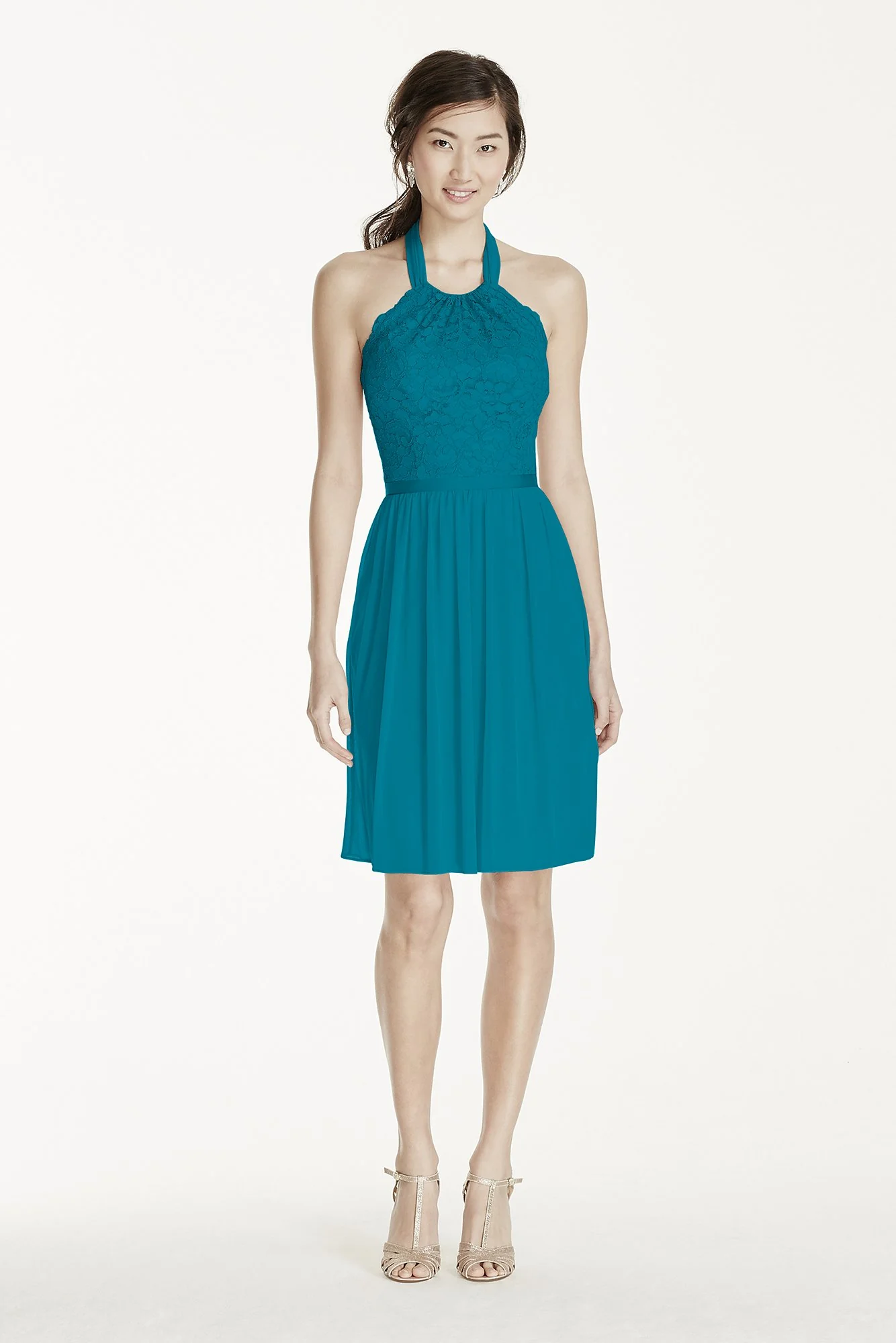 Short Lace Mesh Dress with Halter Neckline - Image 85