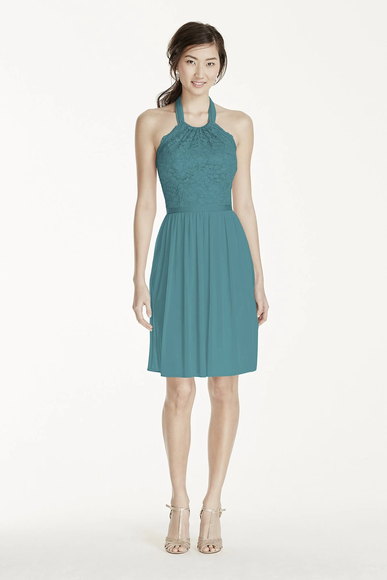 Short Lace Mesh Dress with Halter Neckline - Image 86