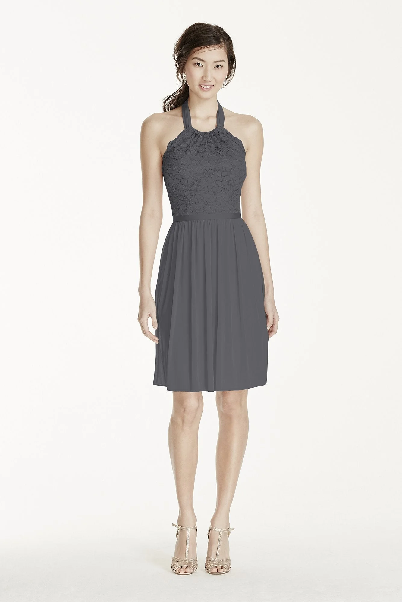 Short Lace Mesh Dress with Halter Neckline - Image 87