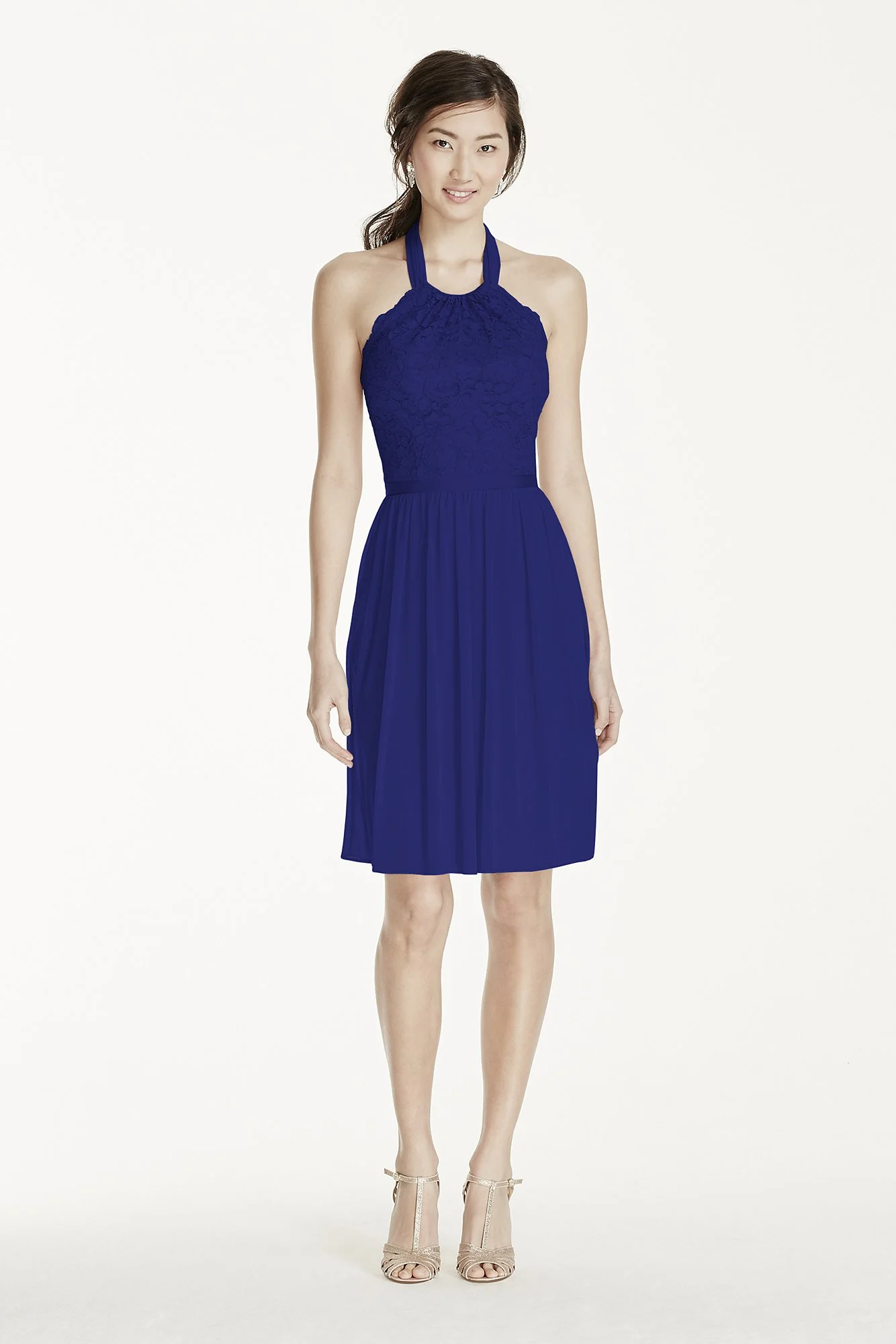 Short Lace Mesh Dress with Halter Neckline - Image 89
