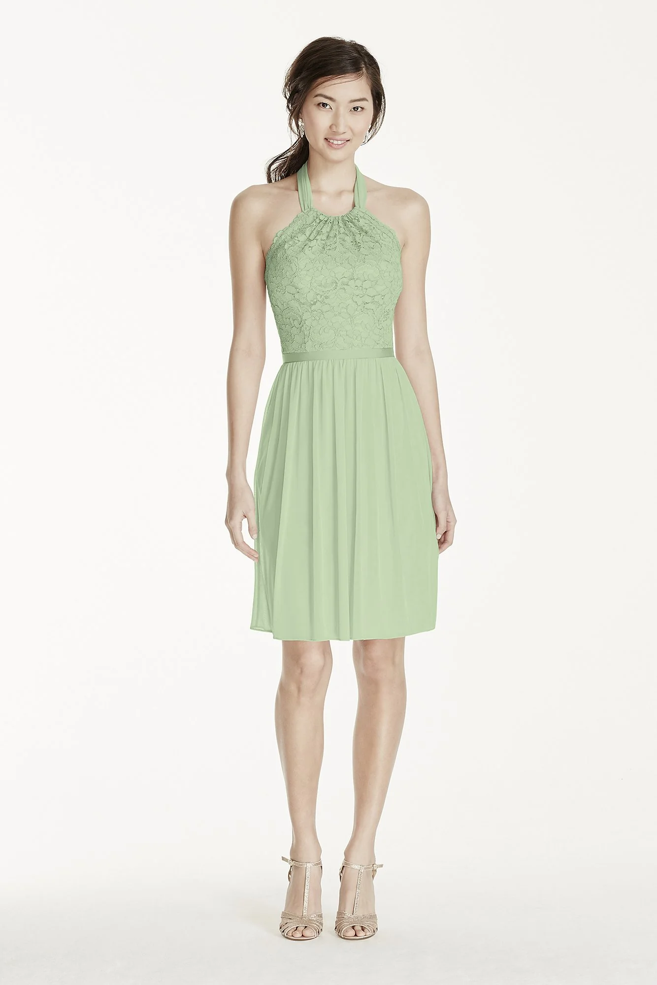 Short Lace Mesh Dress with Halter Neckline - Image 90