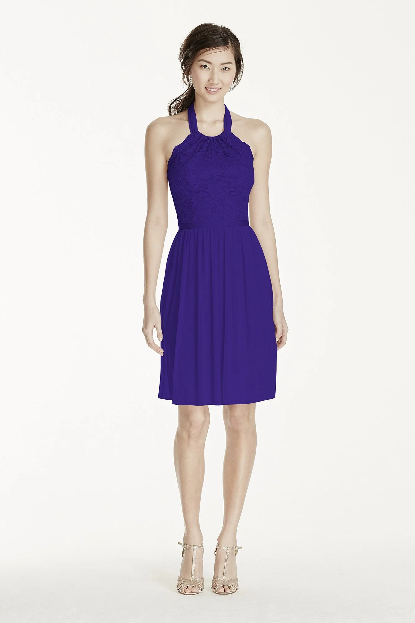 Short Lace Mesh Dress with Halter Neckline - Image 94