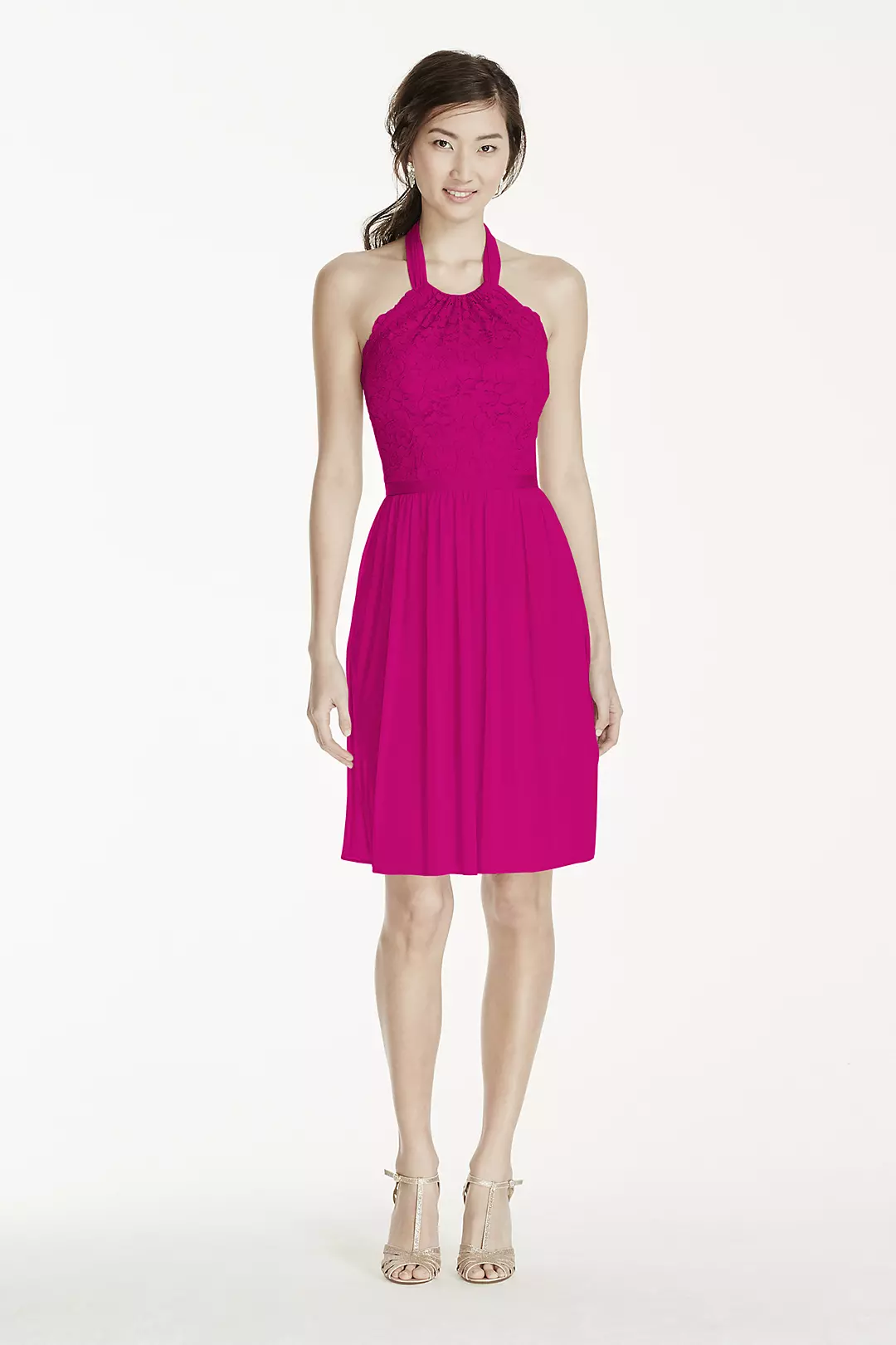 Short Lace Mesh Dress with Halter Neckline - Image 95