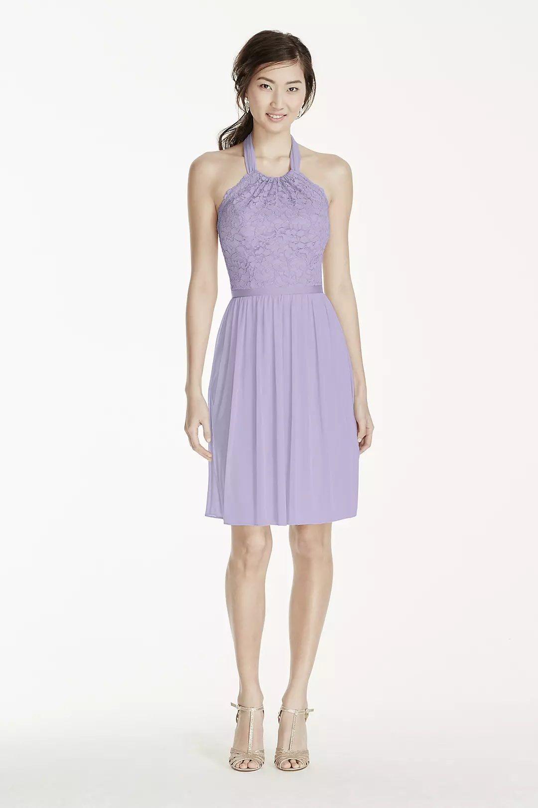 Short Lace Mesh Dress with Halter Neckline - Image 98