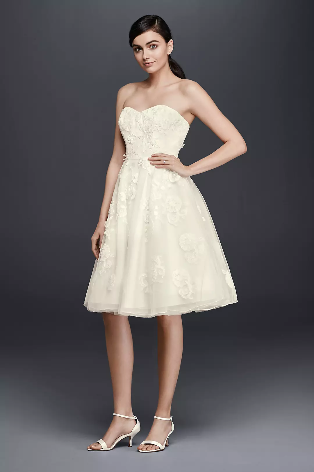 Short Lace Strapless Wedding Dress