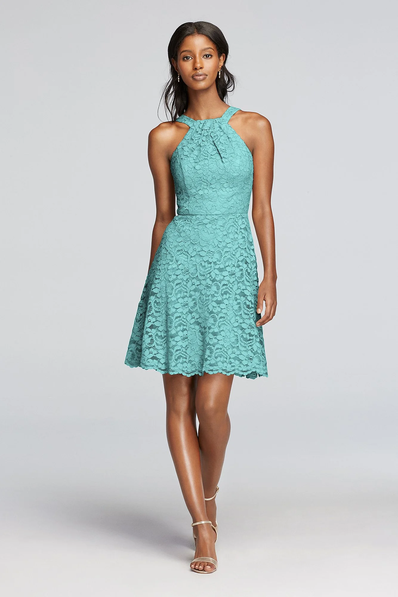 Short All Over Lace Dress with Y Neck - Image 2