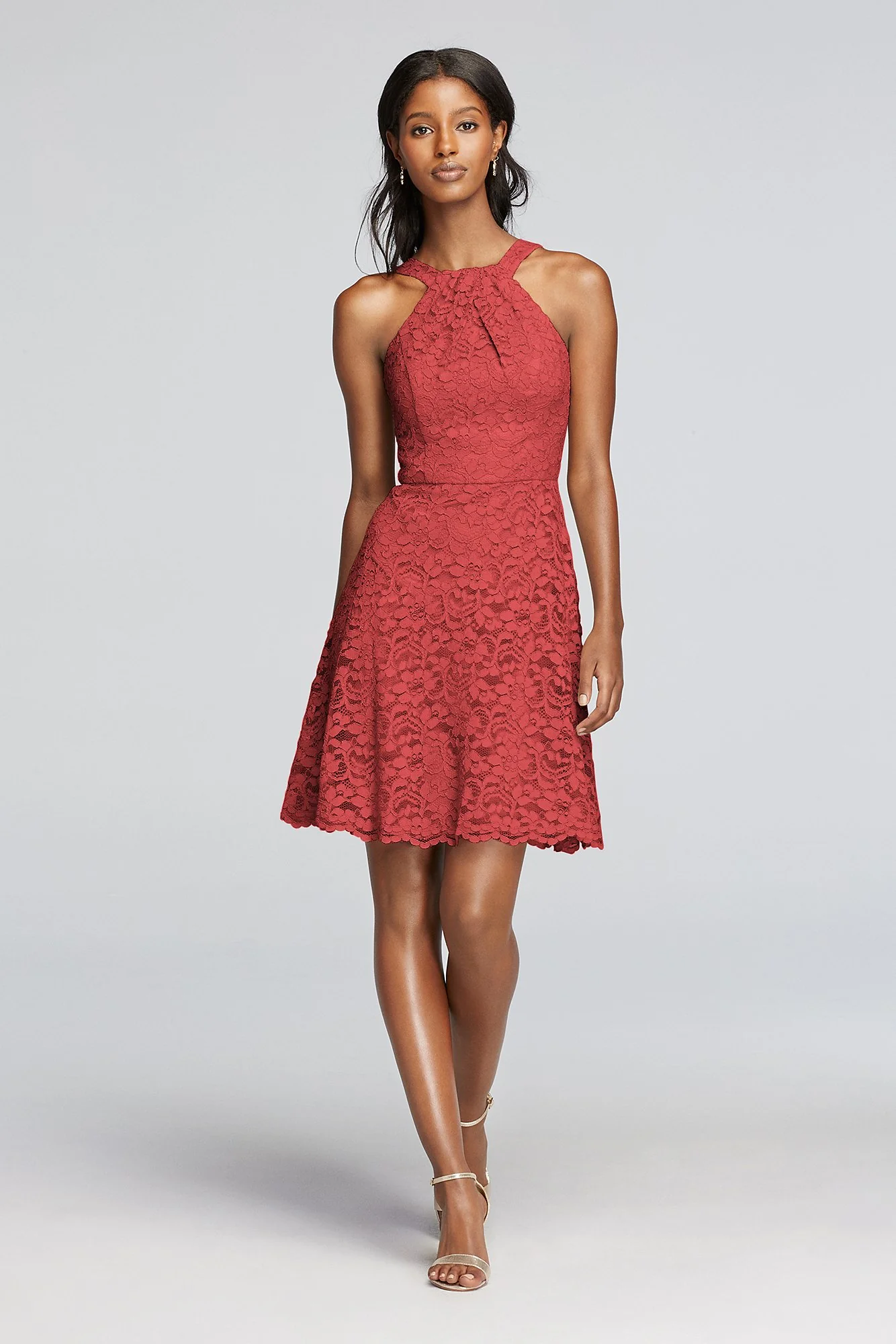 Short All Over Lace Dress with Y Neck - Image 45